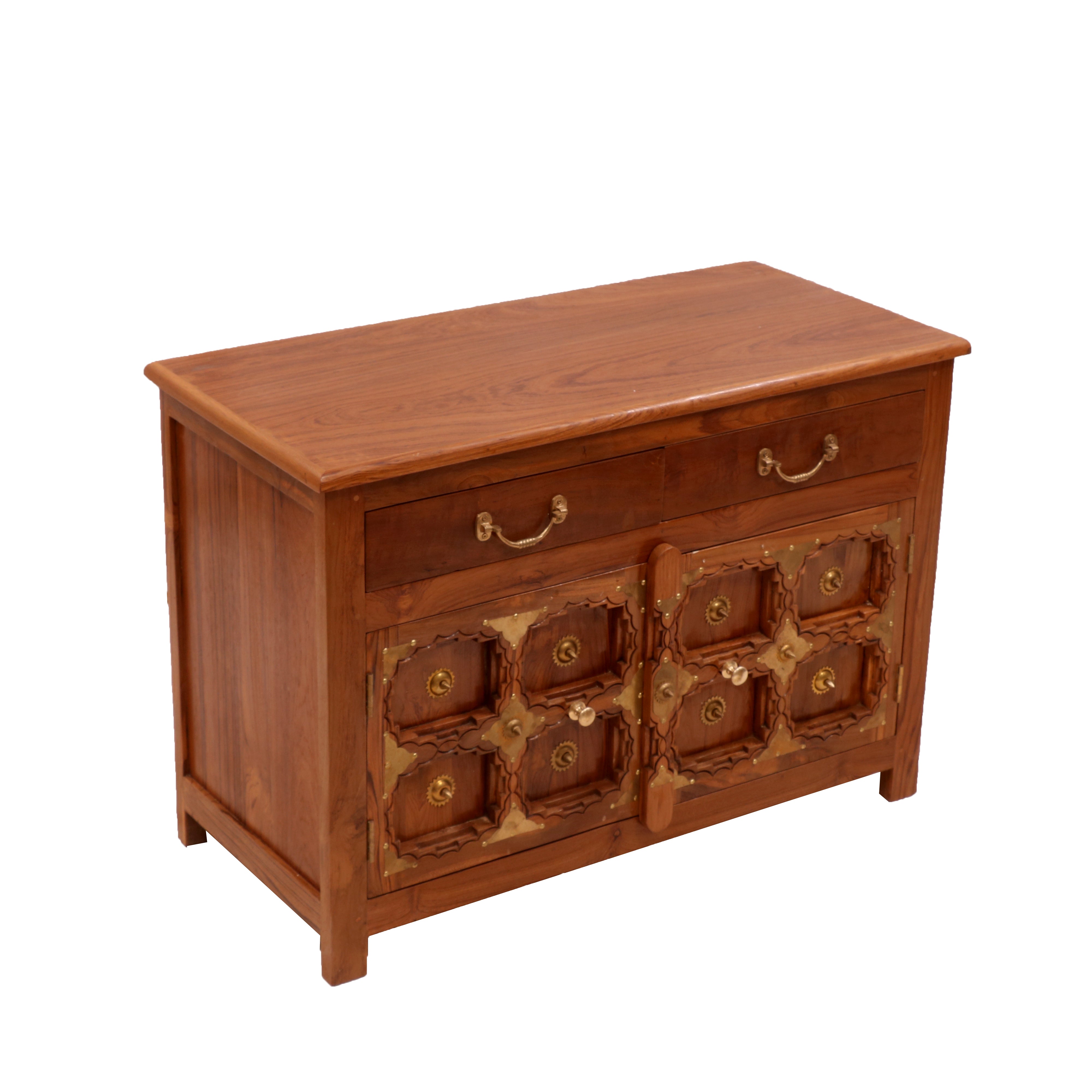 Brass work Carved Cupboard (34 x 16 x 24 Inch) Cupboard