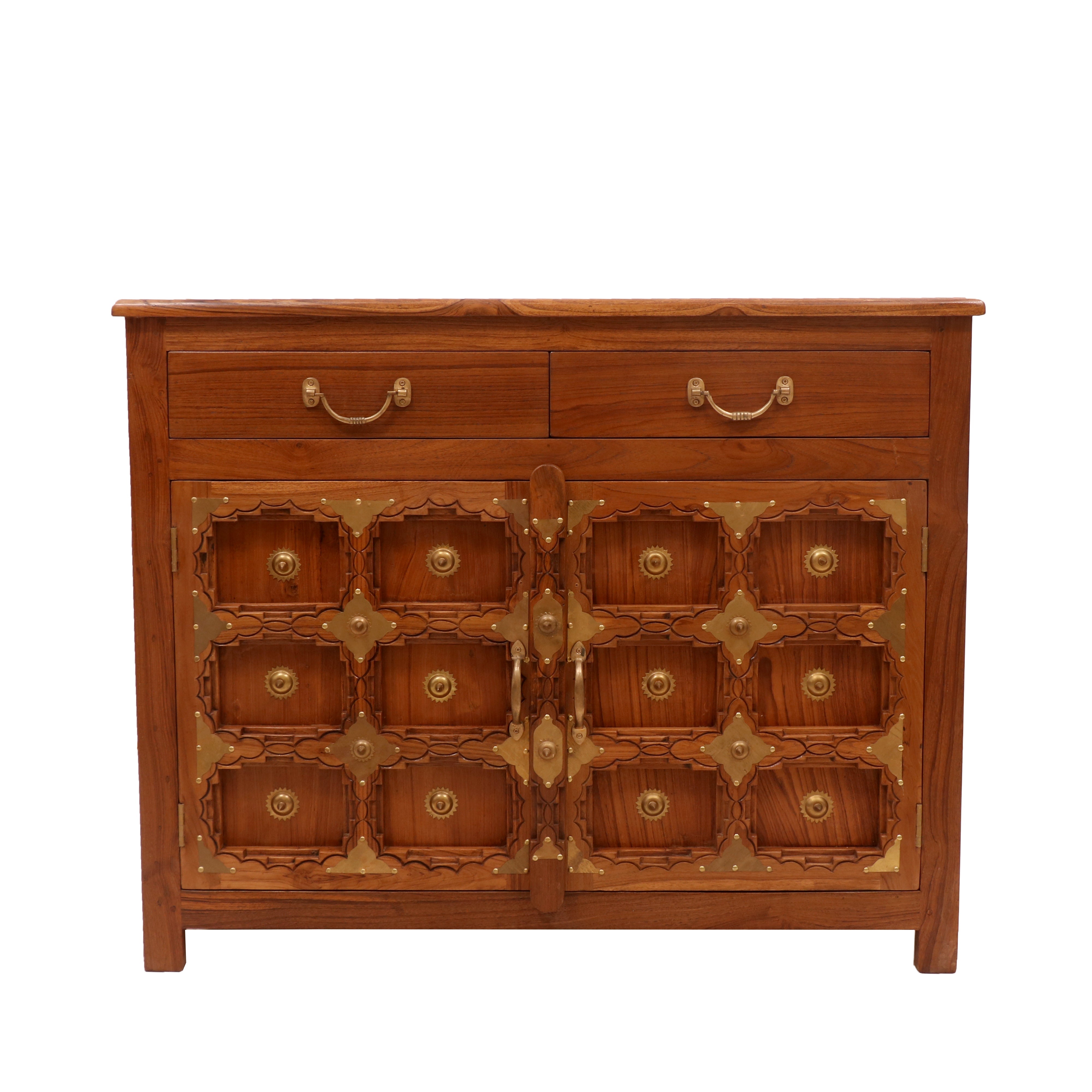 Brass work Carved Cupboard (37 x 16 x 30 Inch) Default Title Cupboard