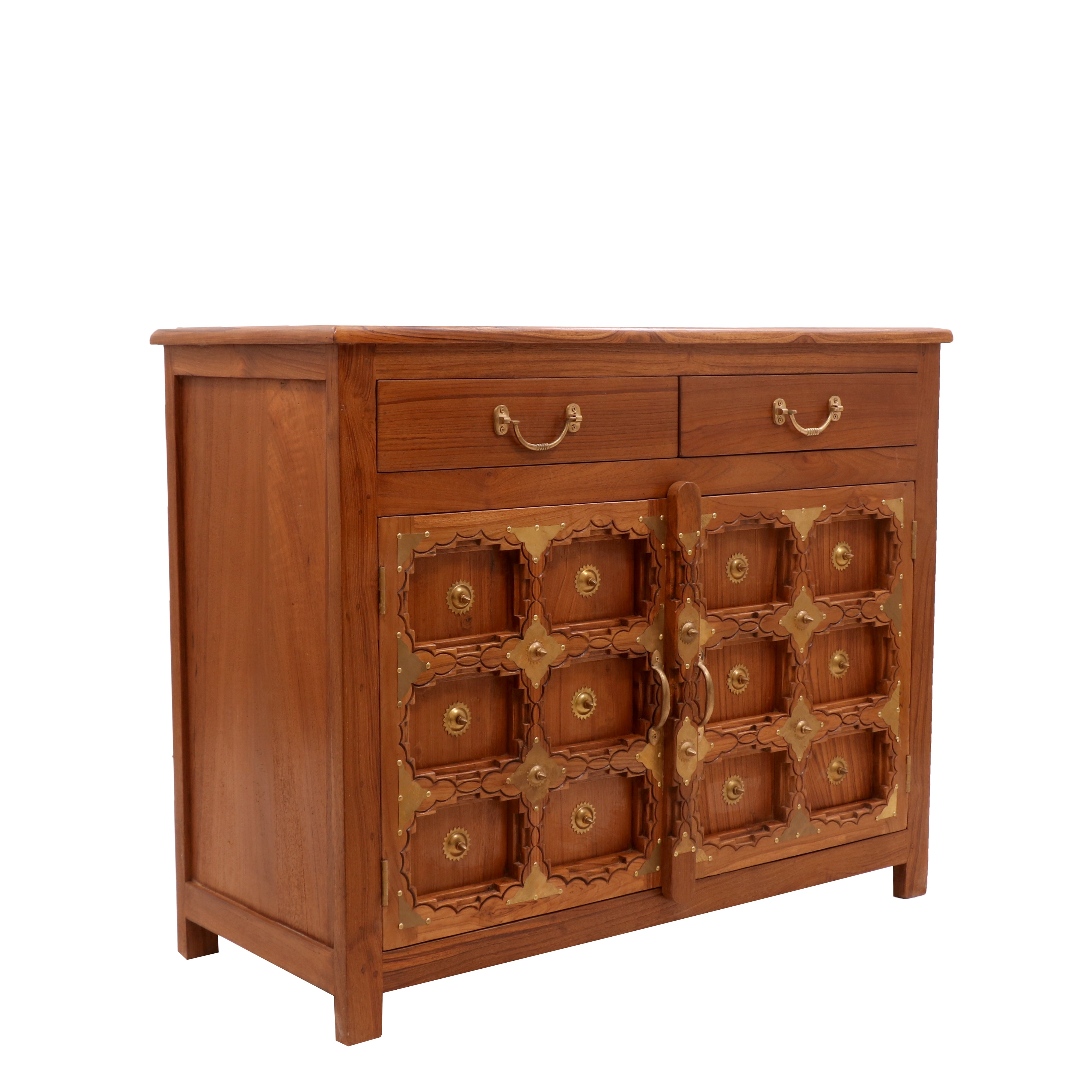 Brass work Carved Cupboard (37 x 16 x 30 Inch) Cupboard