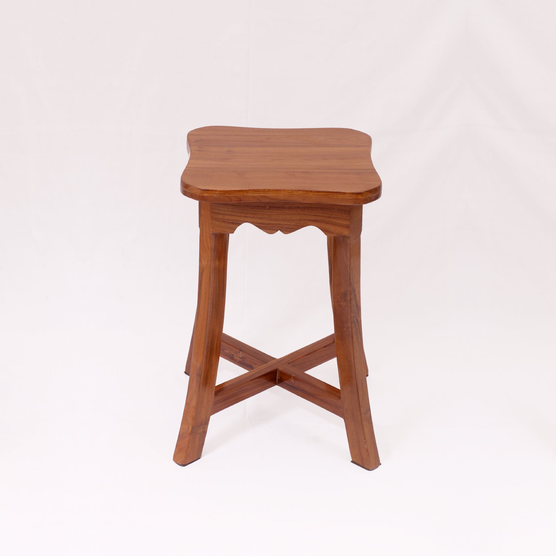 Carved and Curved Teak Stool Stool