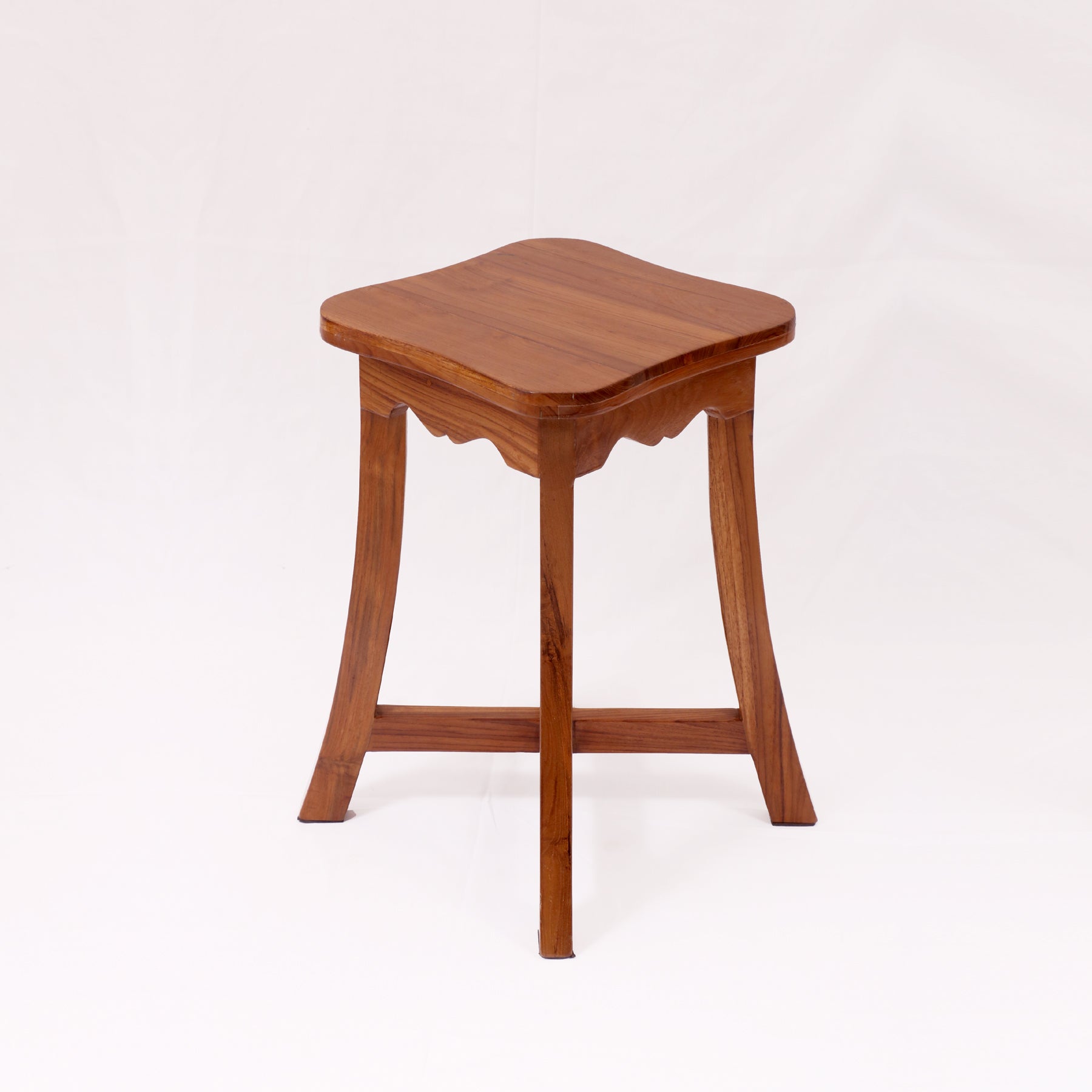 Carved and Curved Teak Stool Stool