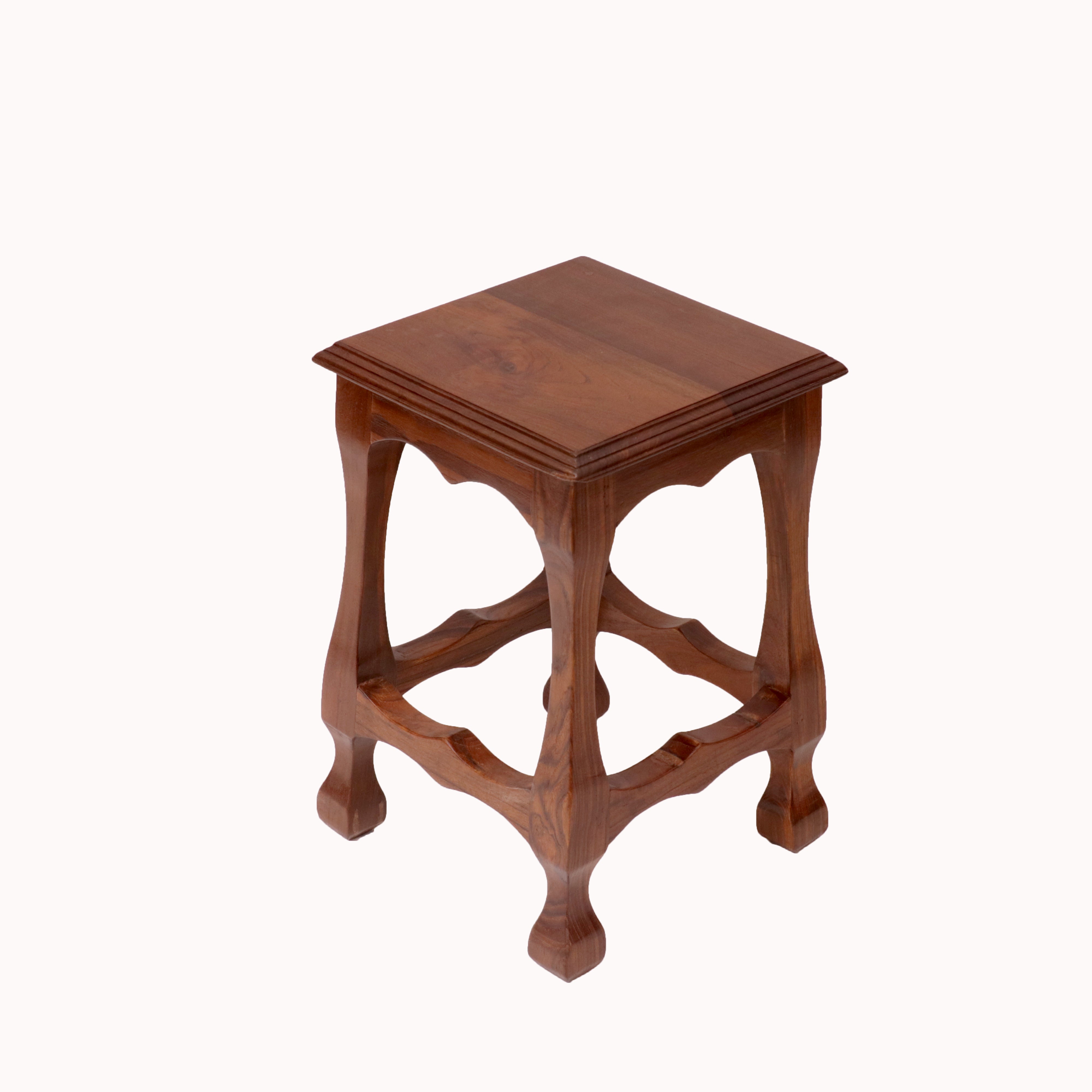 Classic Carved Teak Stool Stool