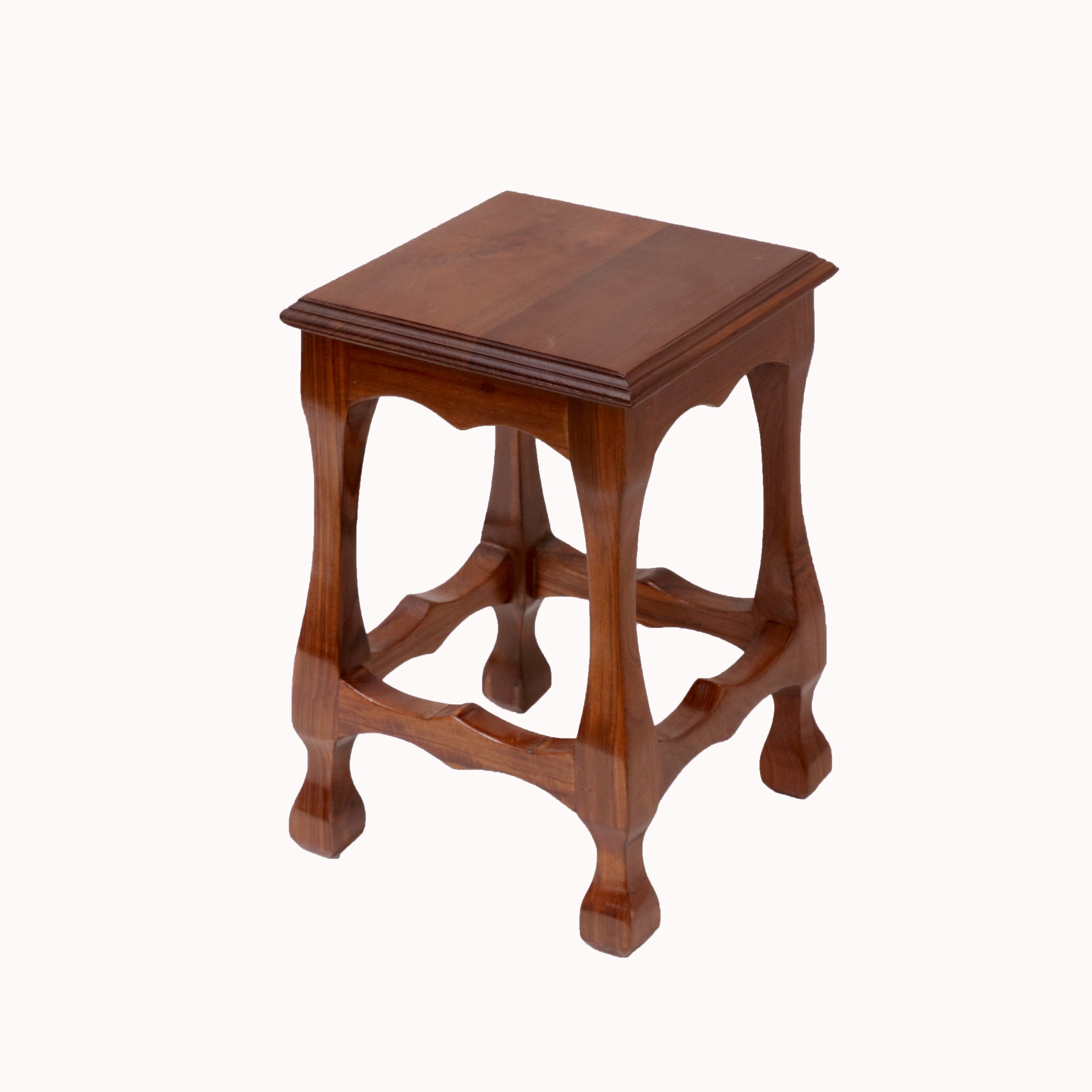 Classic Carved Teak Stool Stool