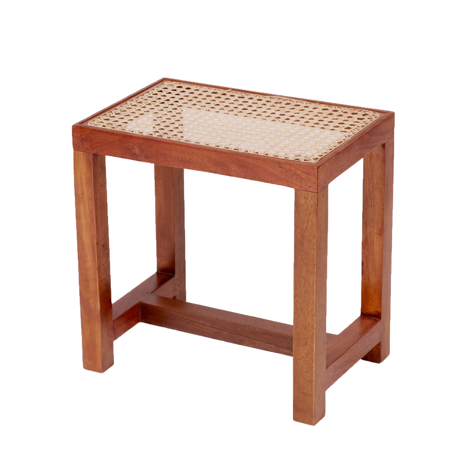 Traditional cane stool with natural finish Stool