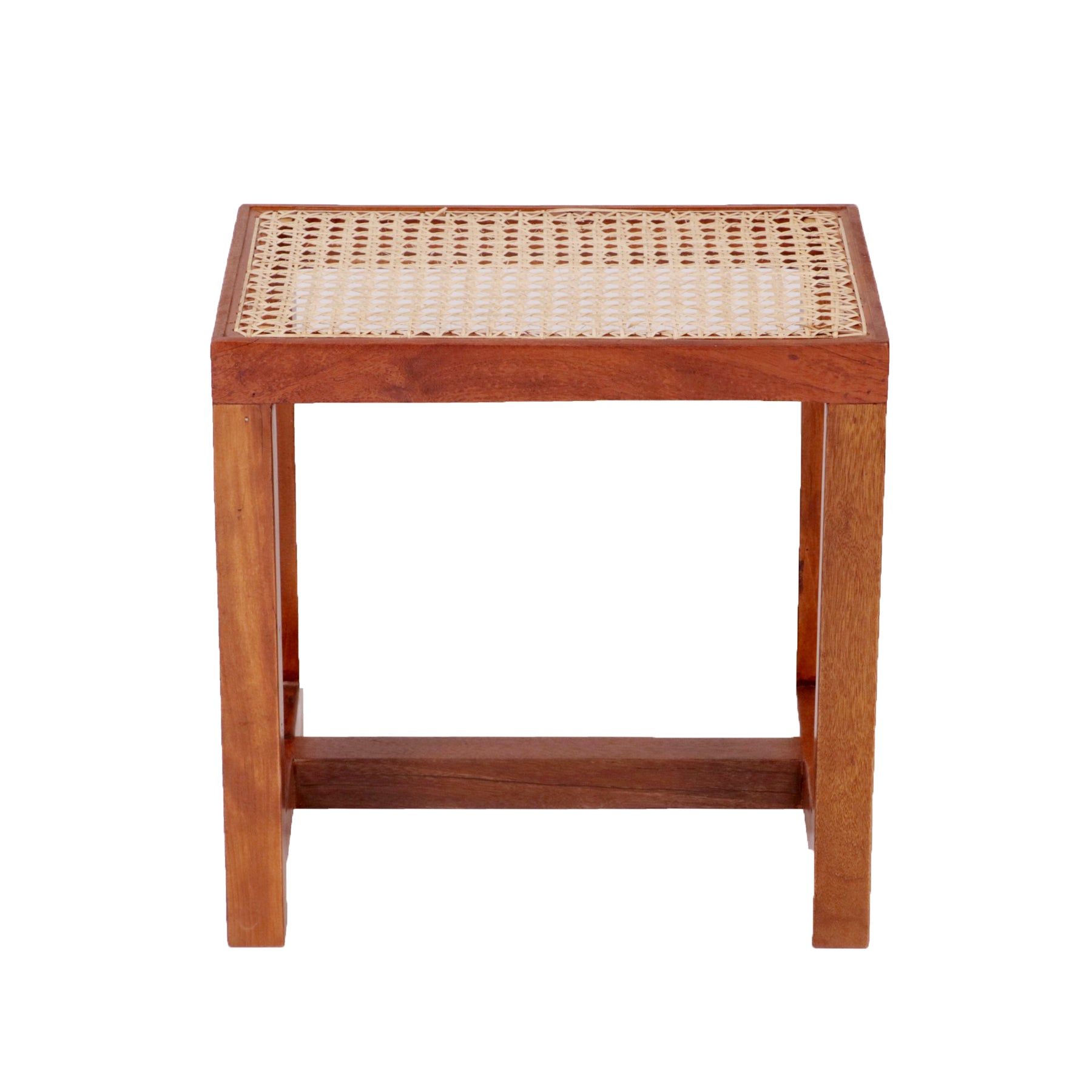 Traditional cane stool with natural finish Stool