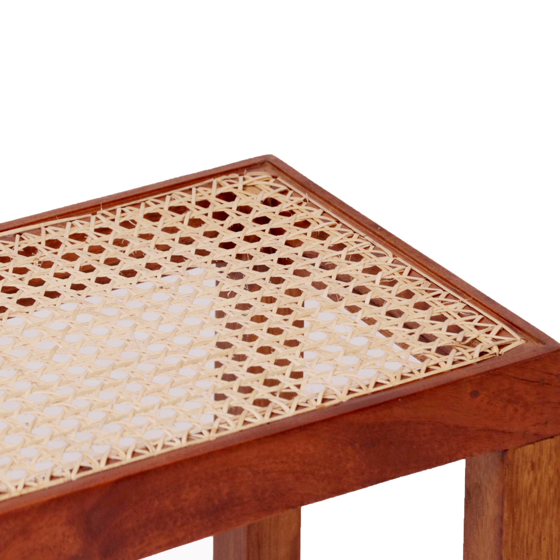 Traditional cane stool with natural finish Stool