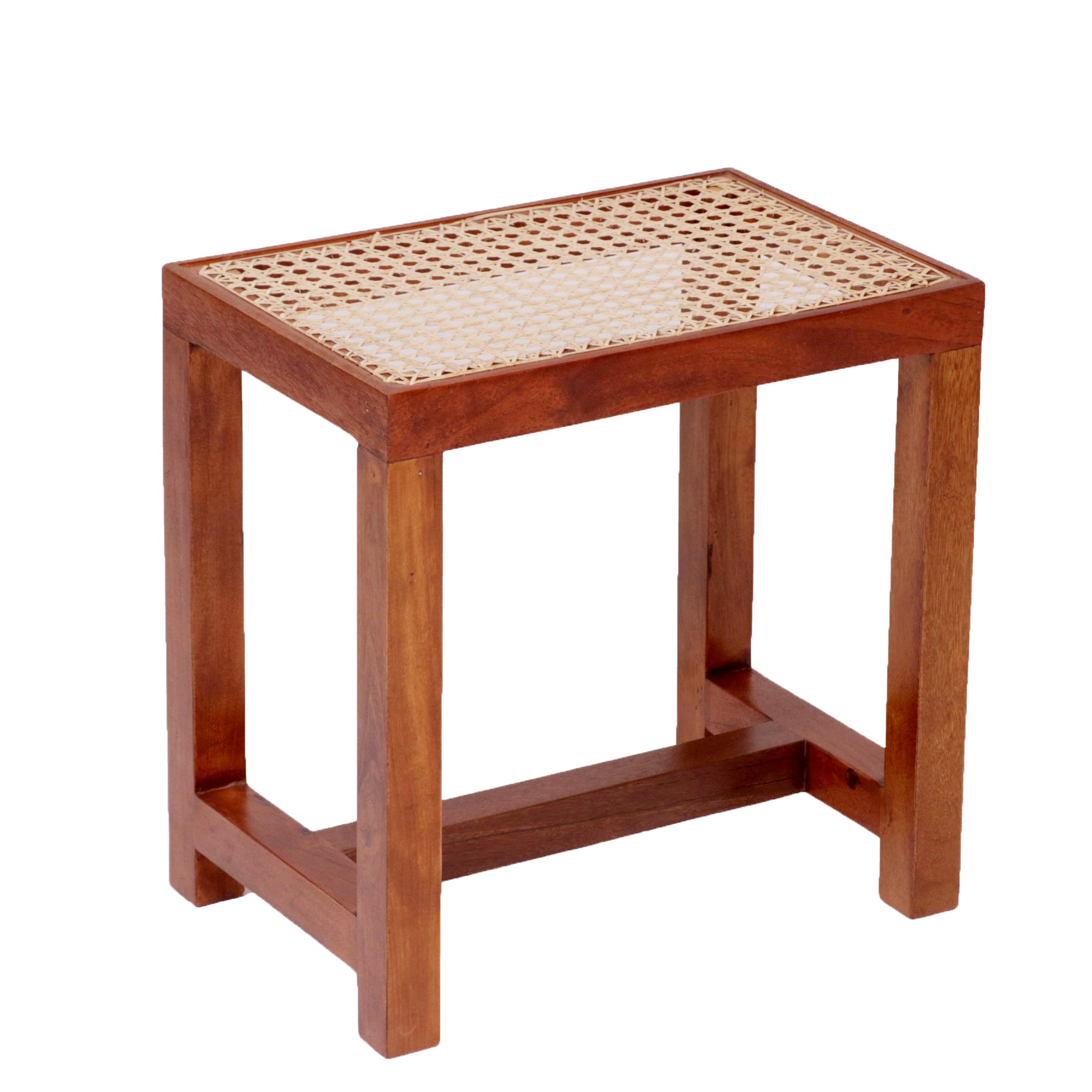 Traditional cane stool with natural finish Stool