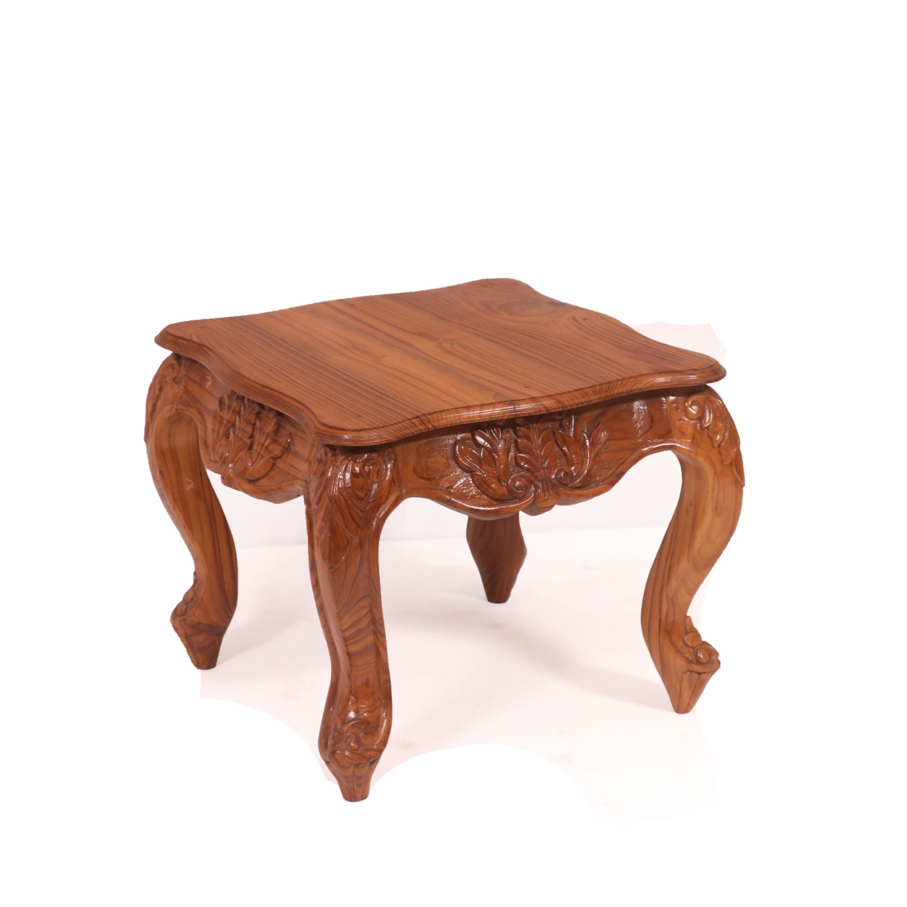 Compact Carving Teak Wooden Handmade Coffee Table (Small) Coffee Table