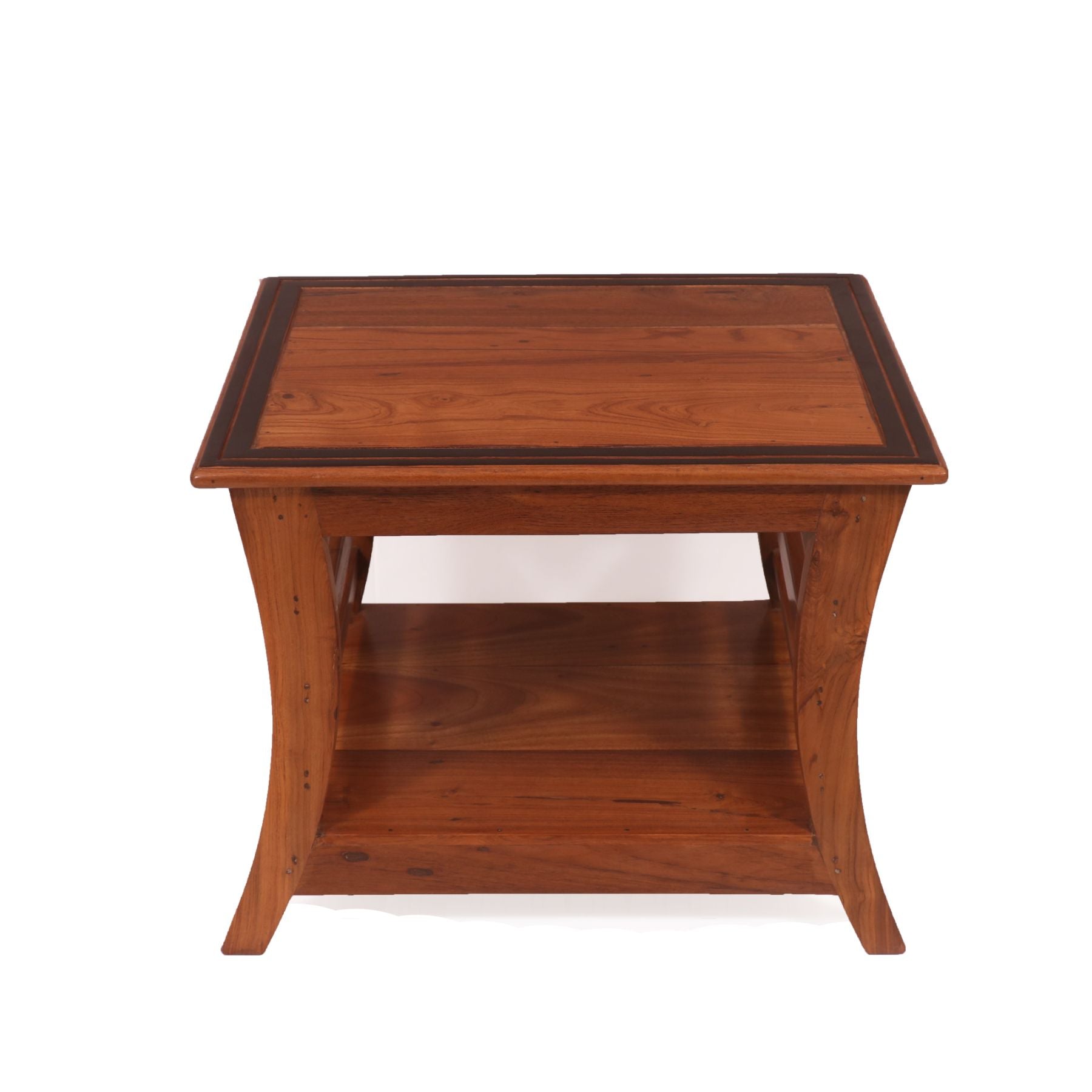 Classy Natural Solid Wood Coffee Table - Border Black Round Coffee Table