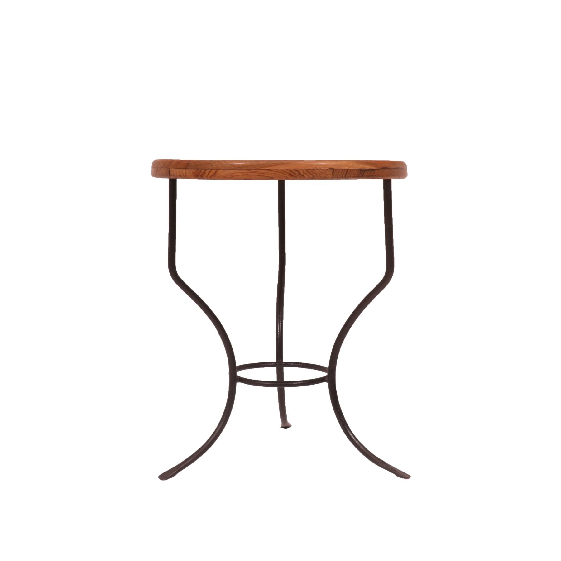 Rounded Metallic Teak Wood Kitchen Table End Table