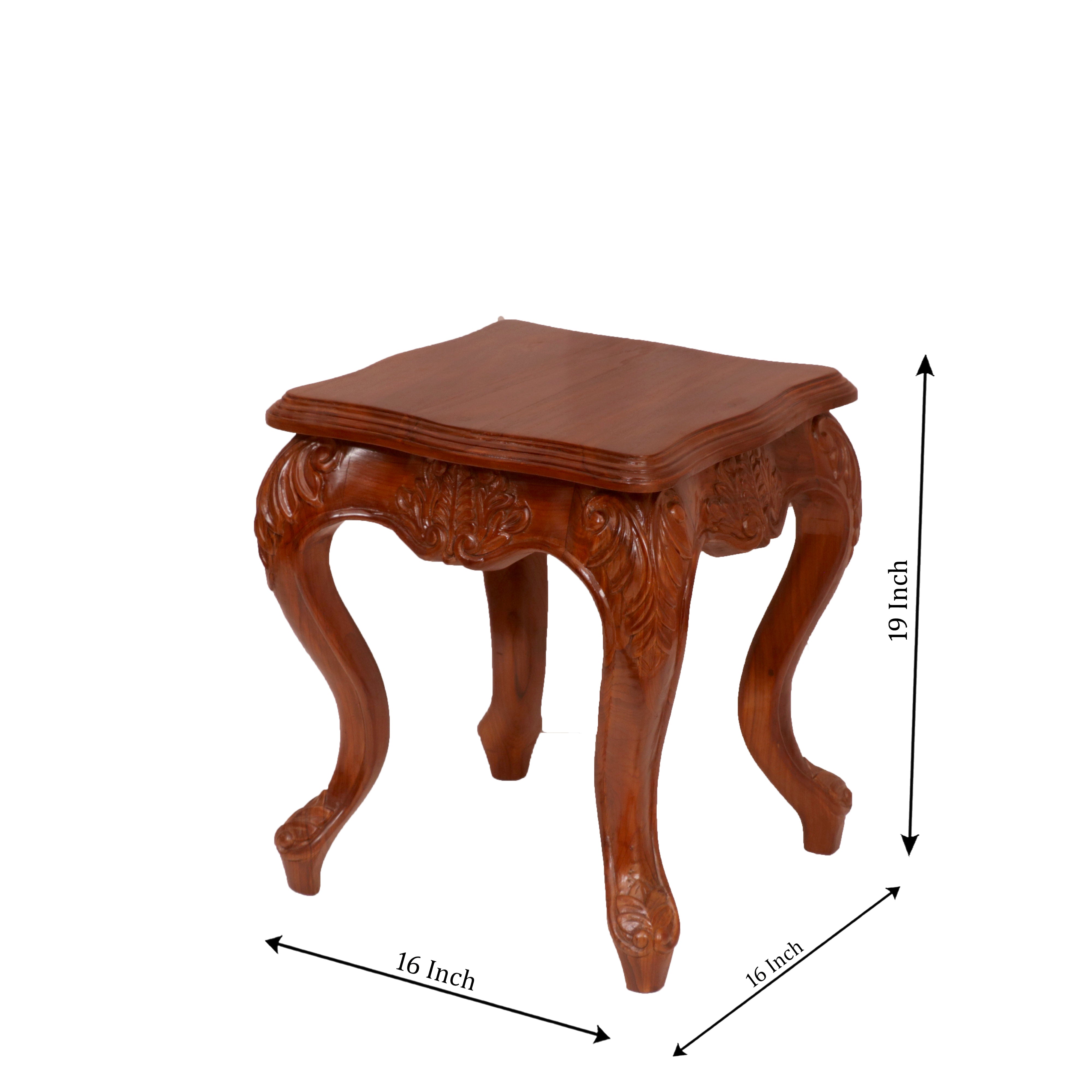 Square Carved End Table End Table