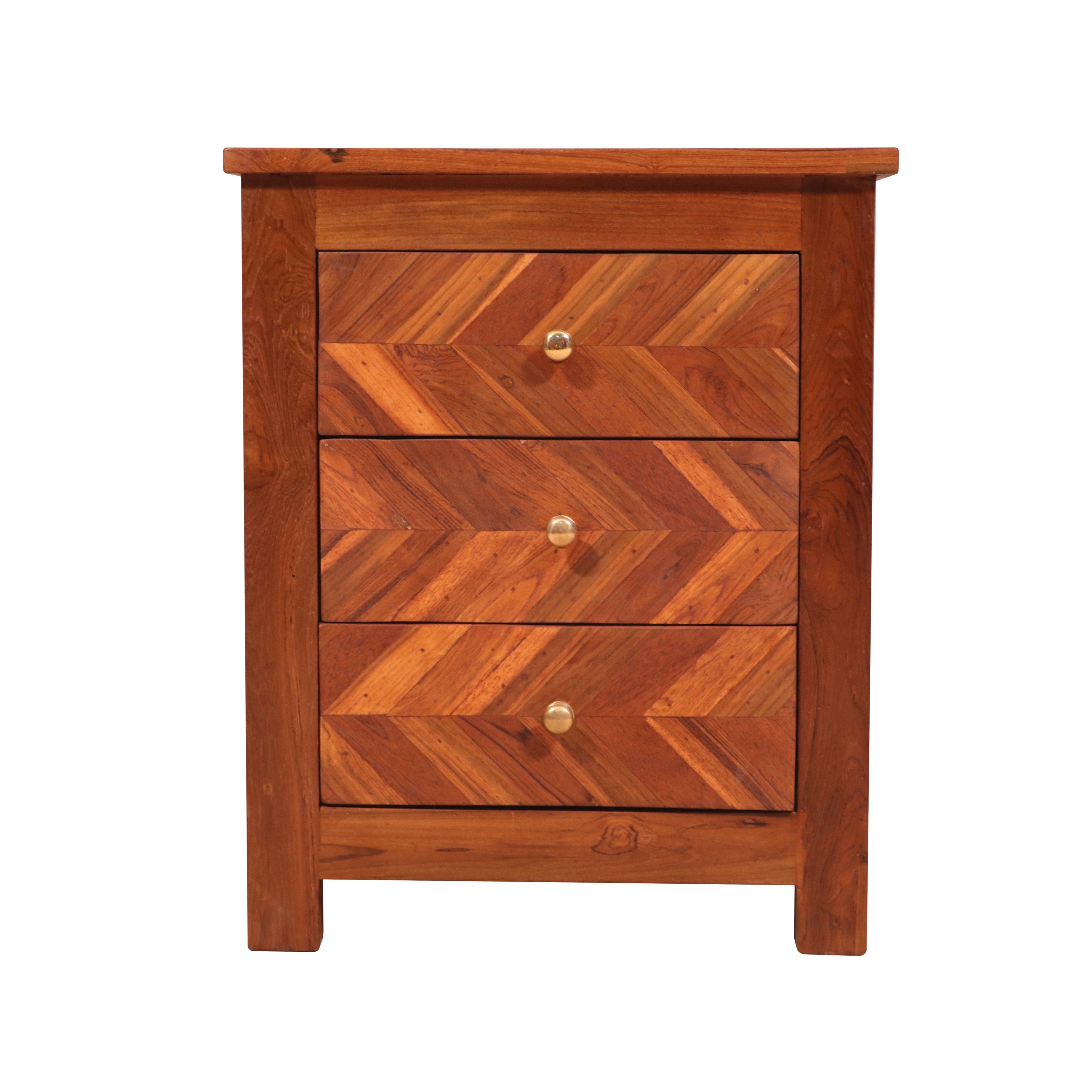 Traditional teak reverse step bedside Bedside