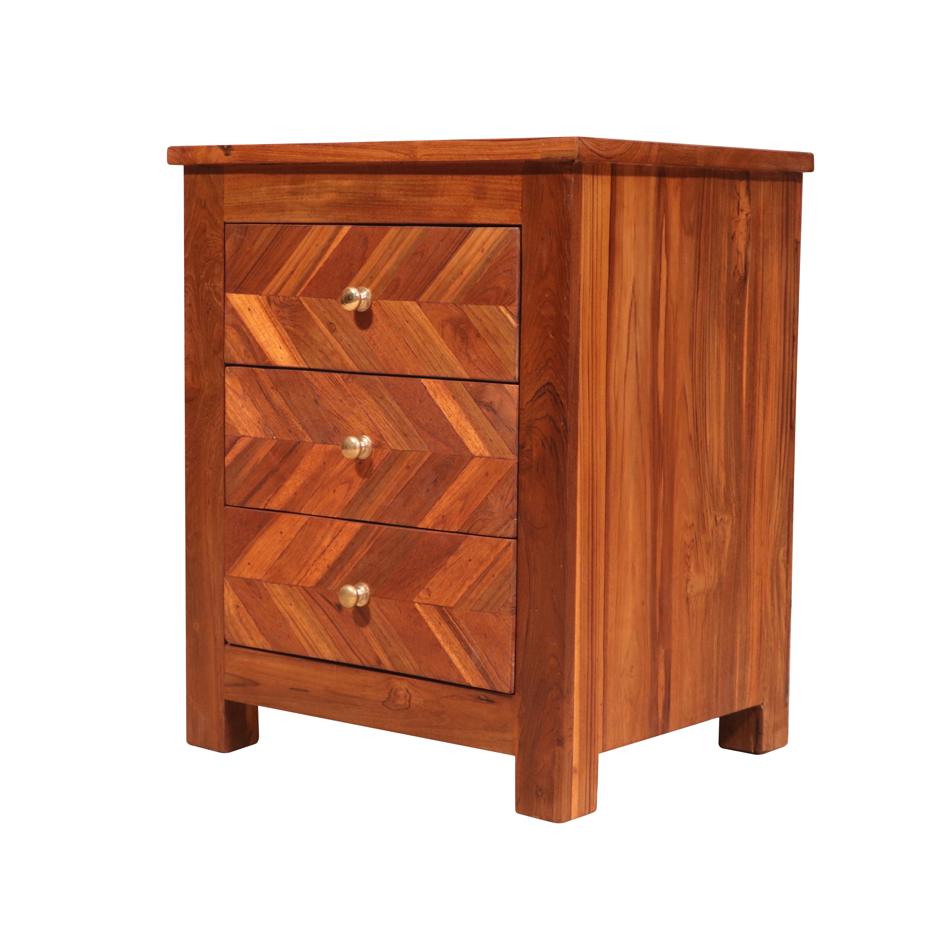 Traditional teak reverse step bedside Bedside