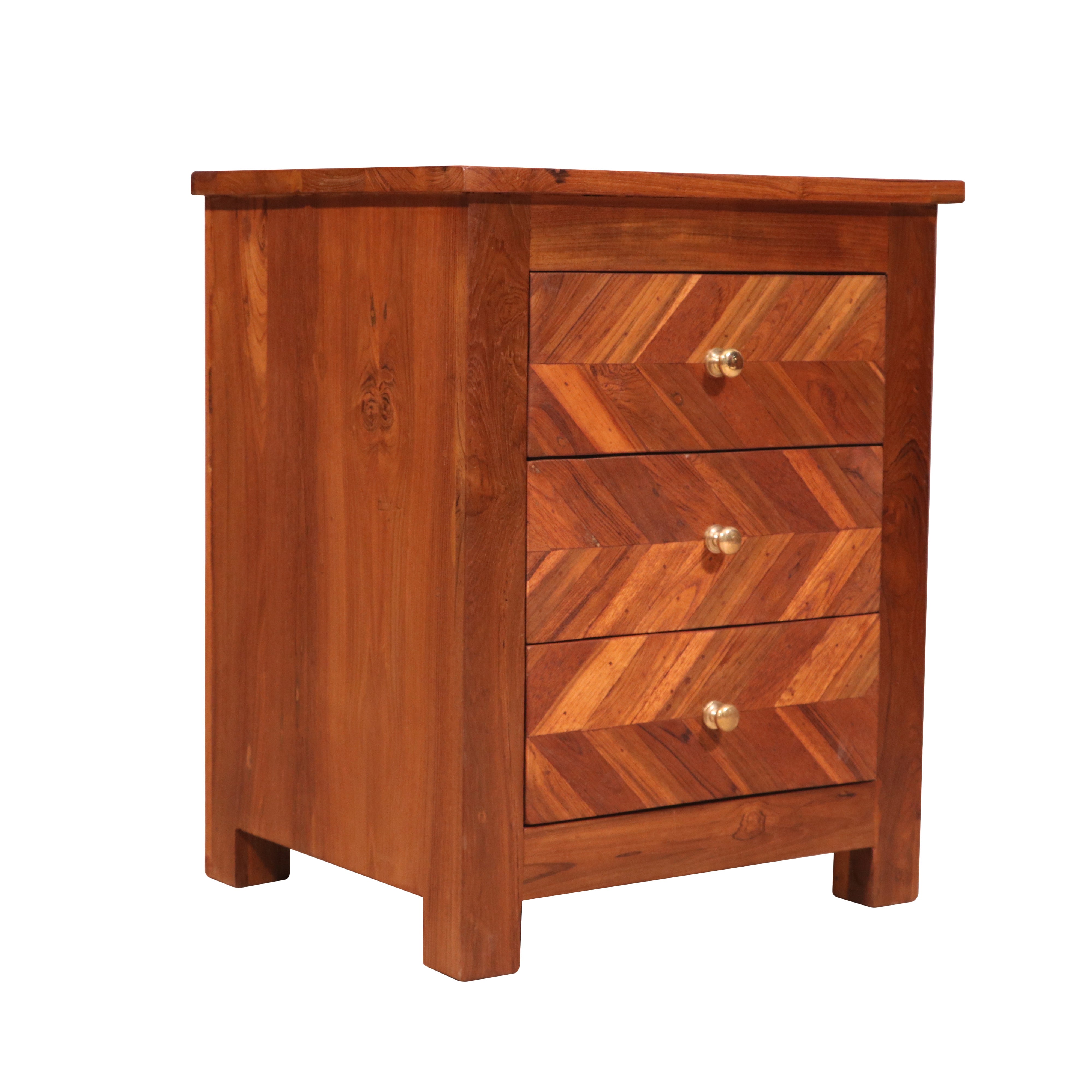 Traditional teak reverse step bedside Bedside