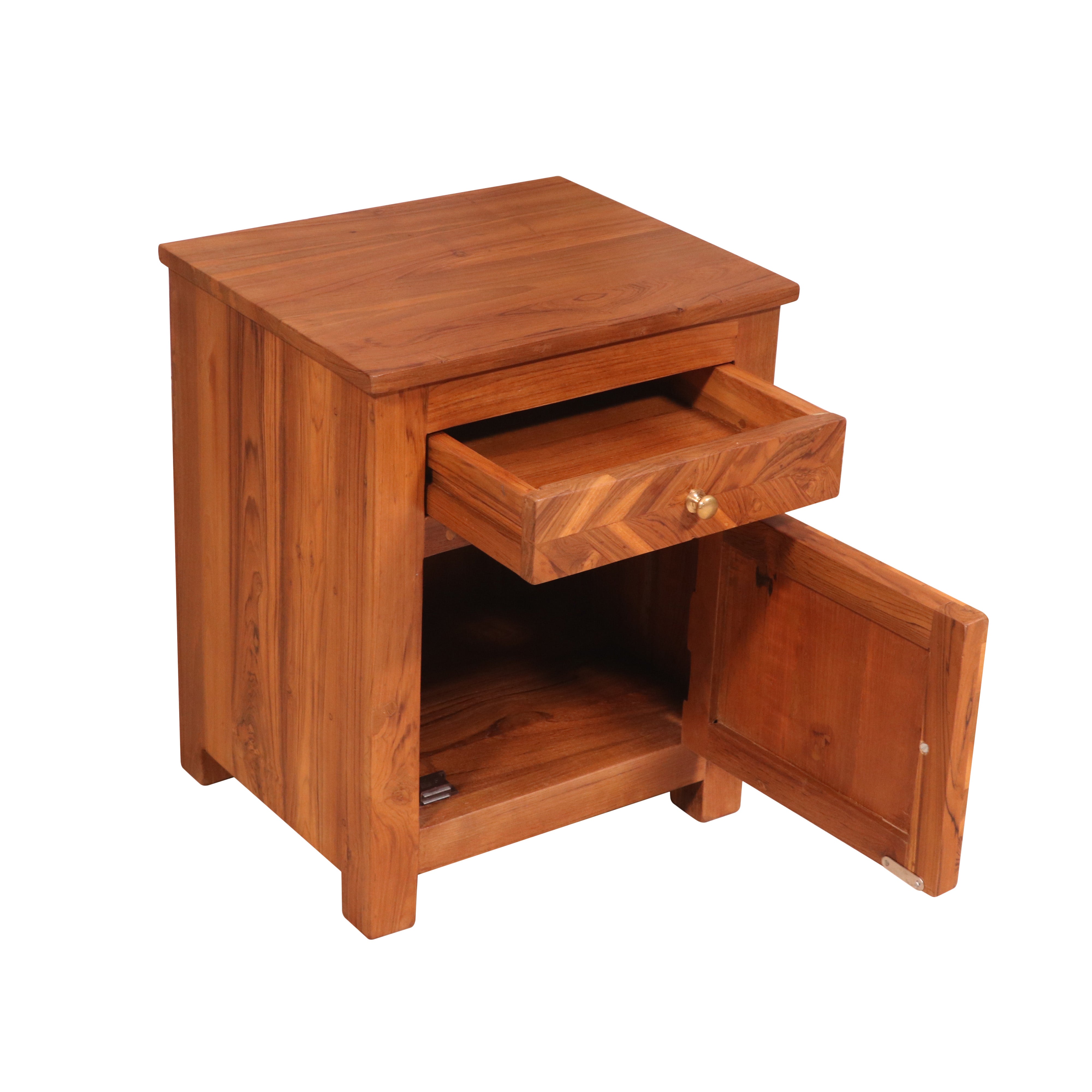 Traditional teak reverse upward bedside Bedside