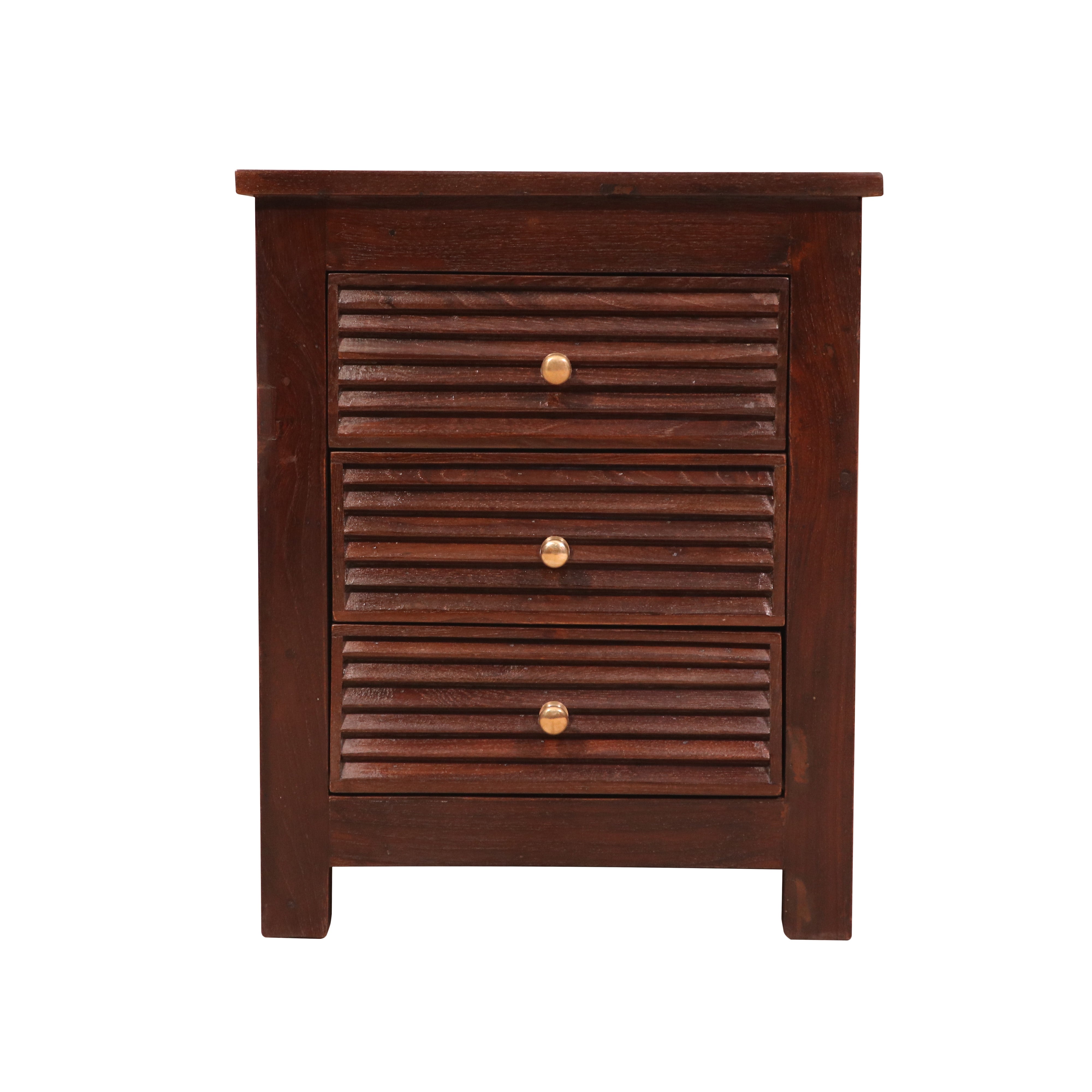 Shutter 3 Drawer Dark tone Nightstand Bedside