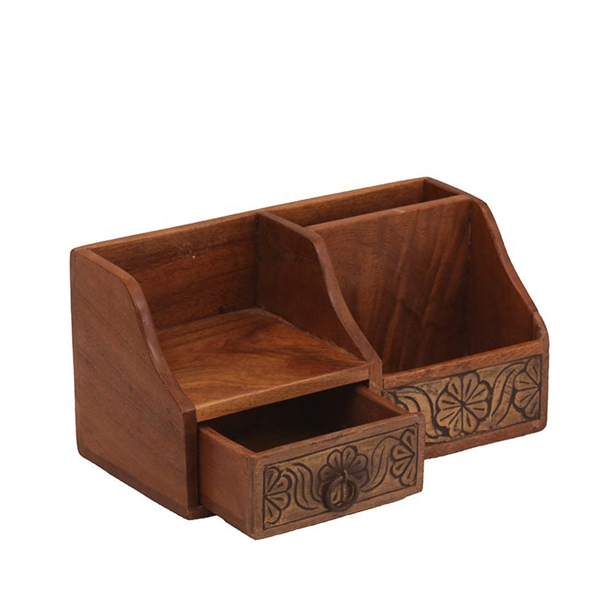 Dark Brown Multiple Desk Organizer with Drawer Desk Organizer
