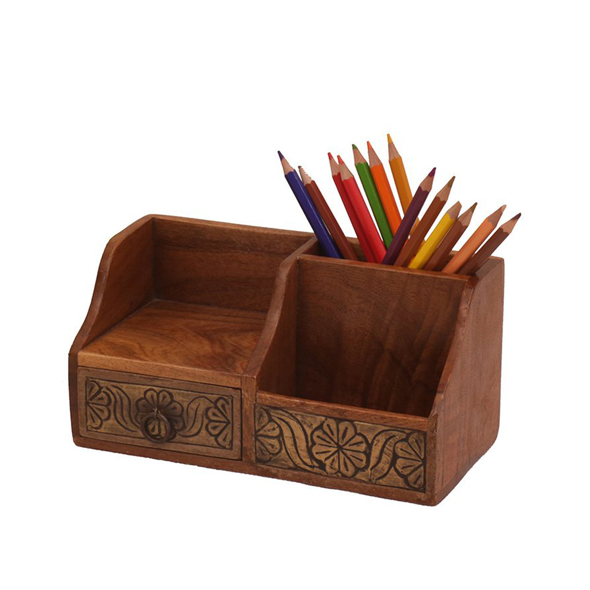 Dark Brown Multiple Desk Organizer with Drawer Desk Organizer