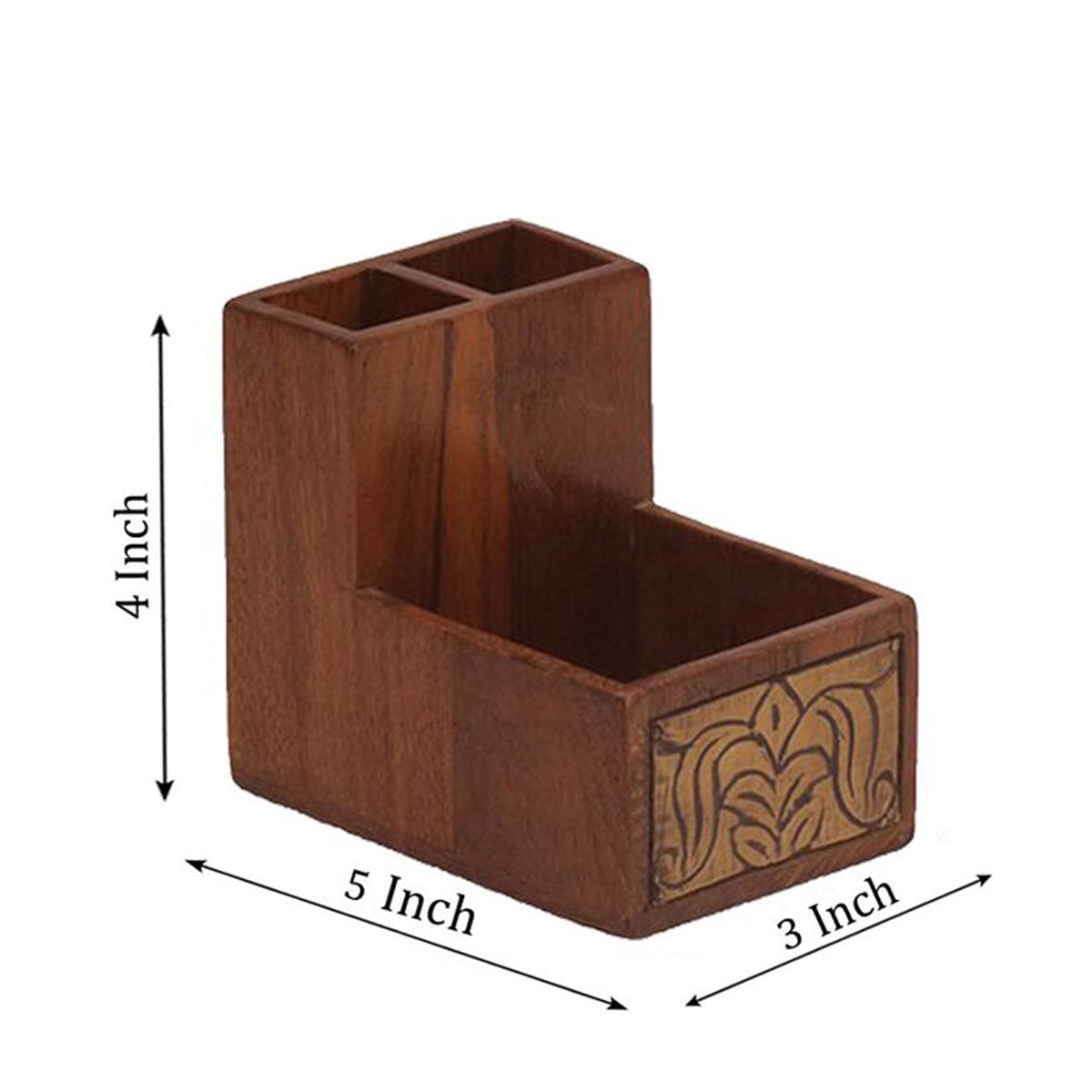 Classic Old Farmhouse Style Small Wooden Desk Organizer Natural Tone Desk Organizer