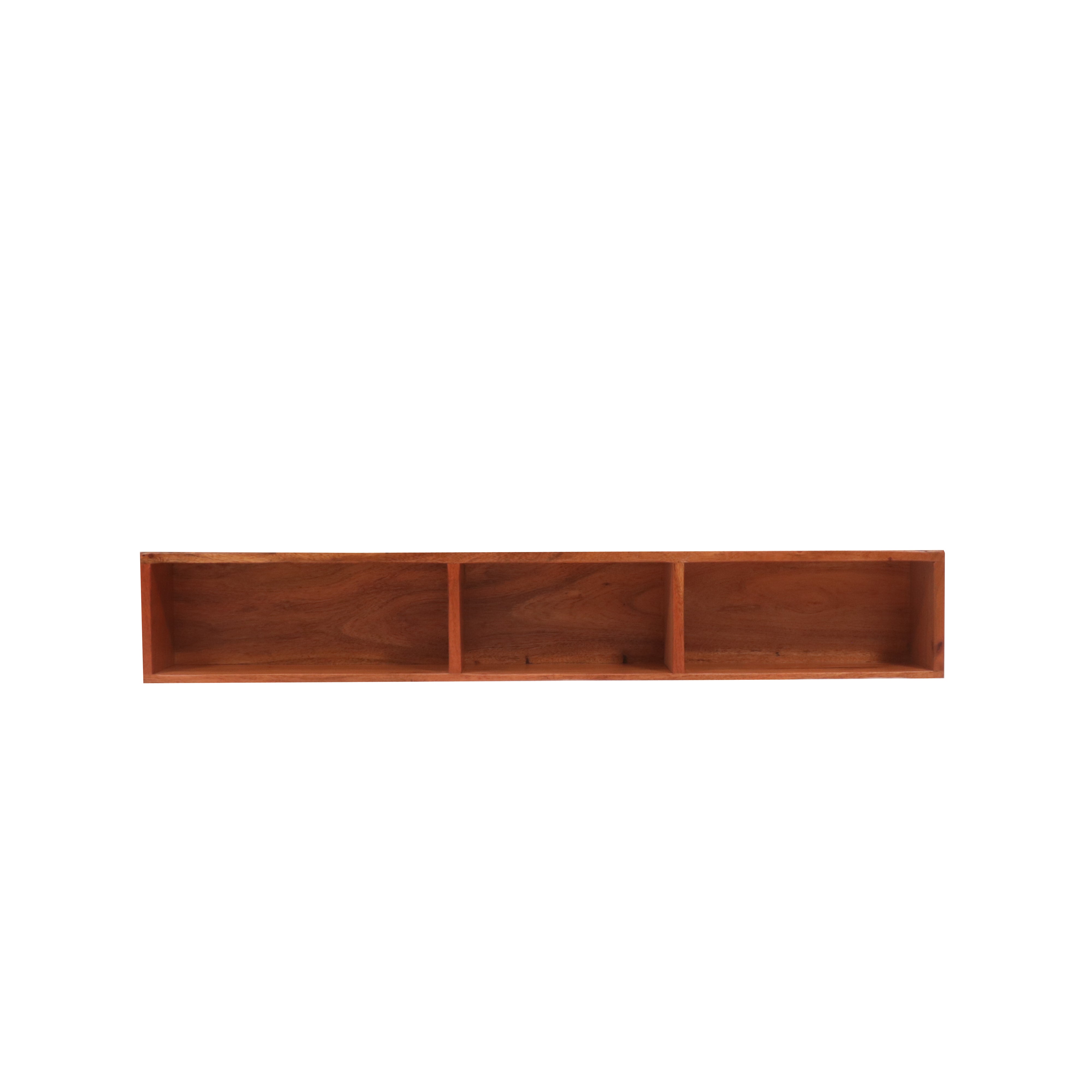 Triple Compartment Wooden Shelf Wall Rack