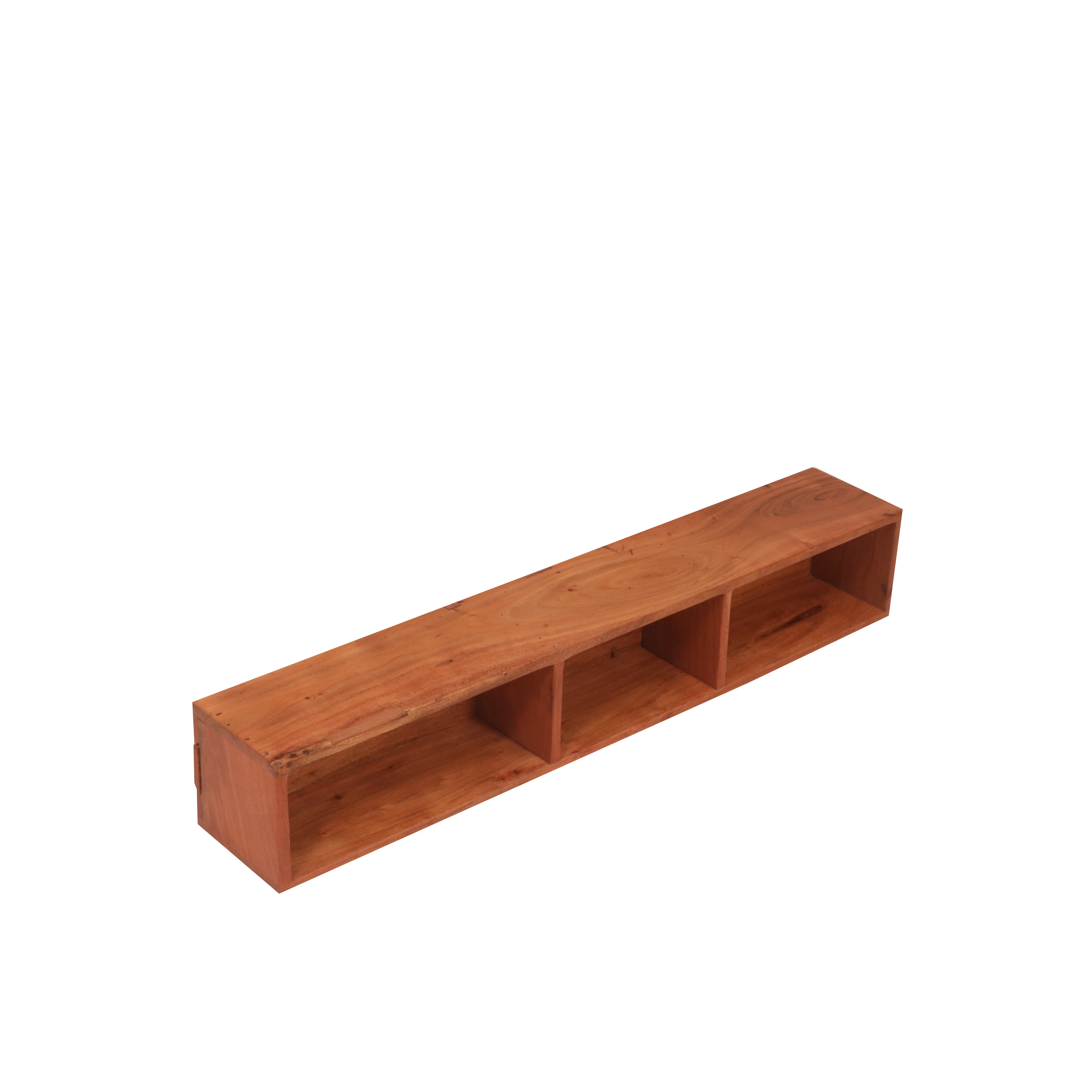 Triple Compartment Wooden Shelf Wall Rack