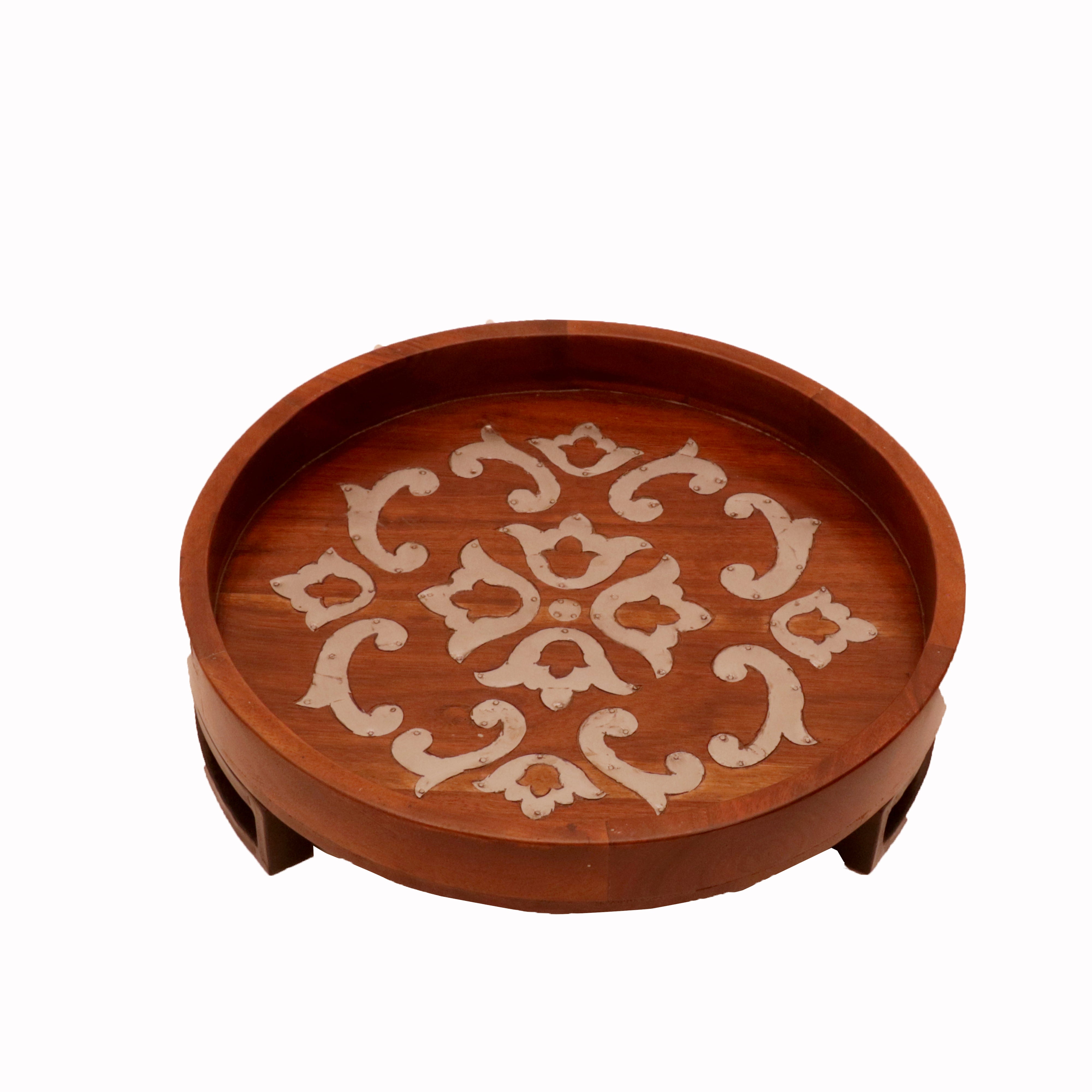 Inlay Patterned Round Tray Tray