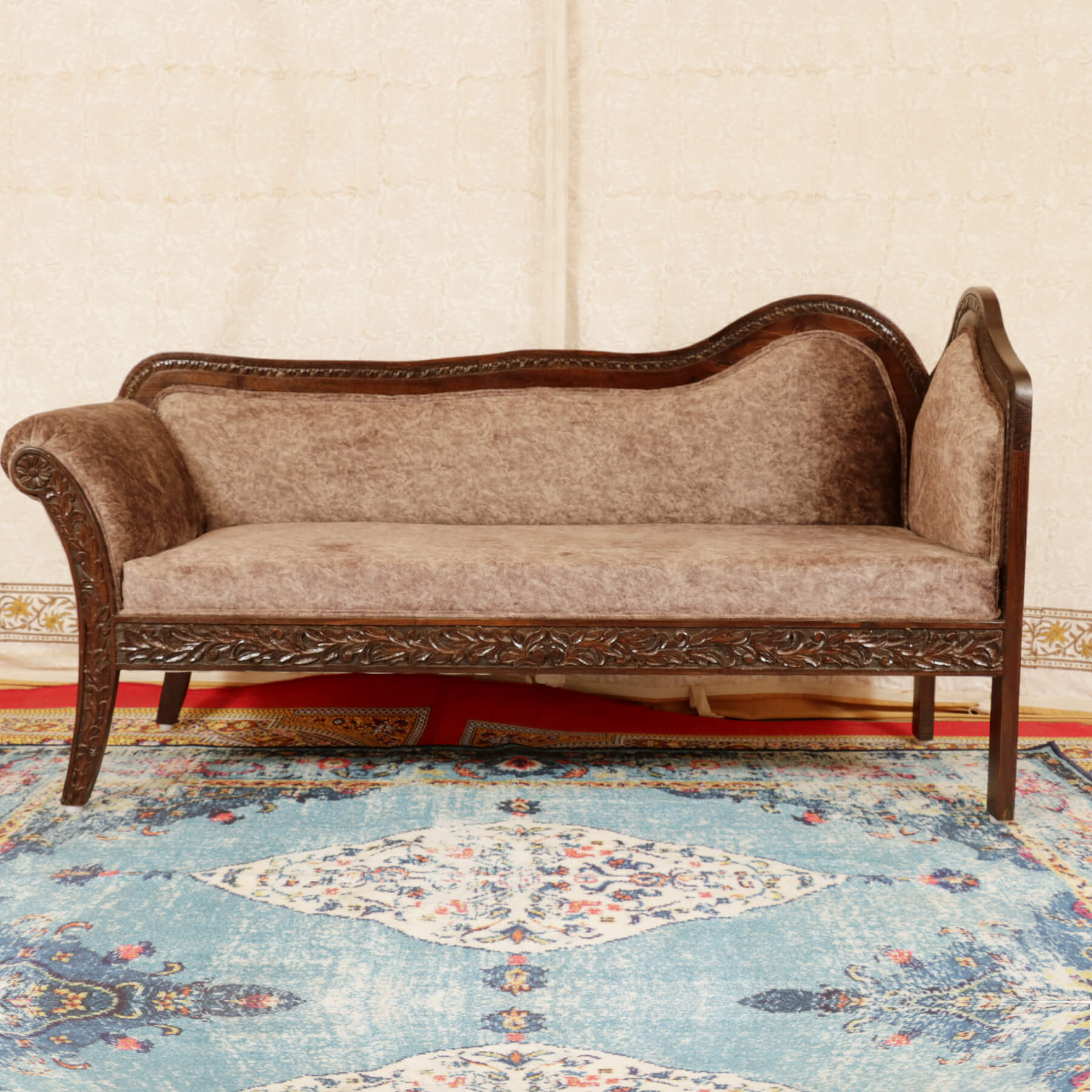 Comfortable Wood Curvy Three Seater Sofa Sofa