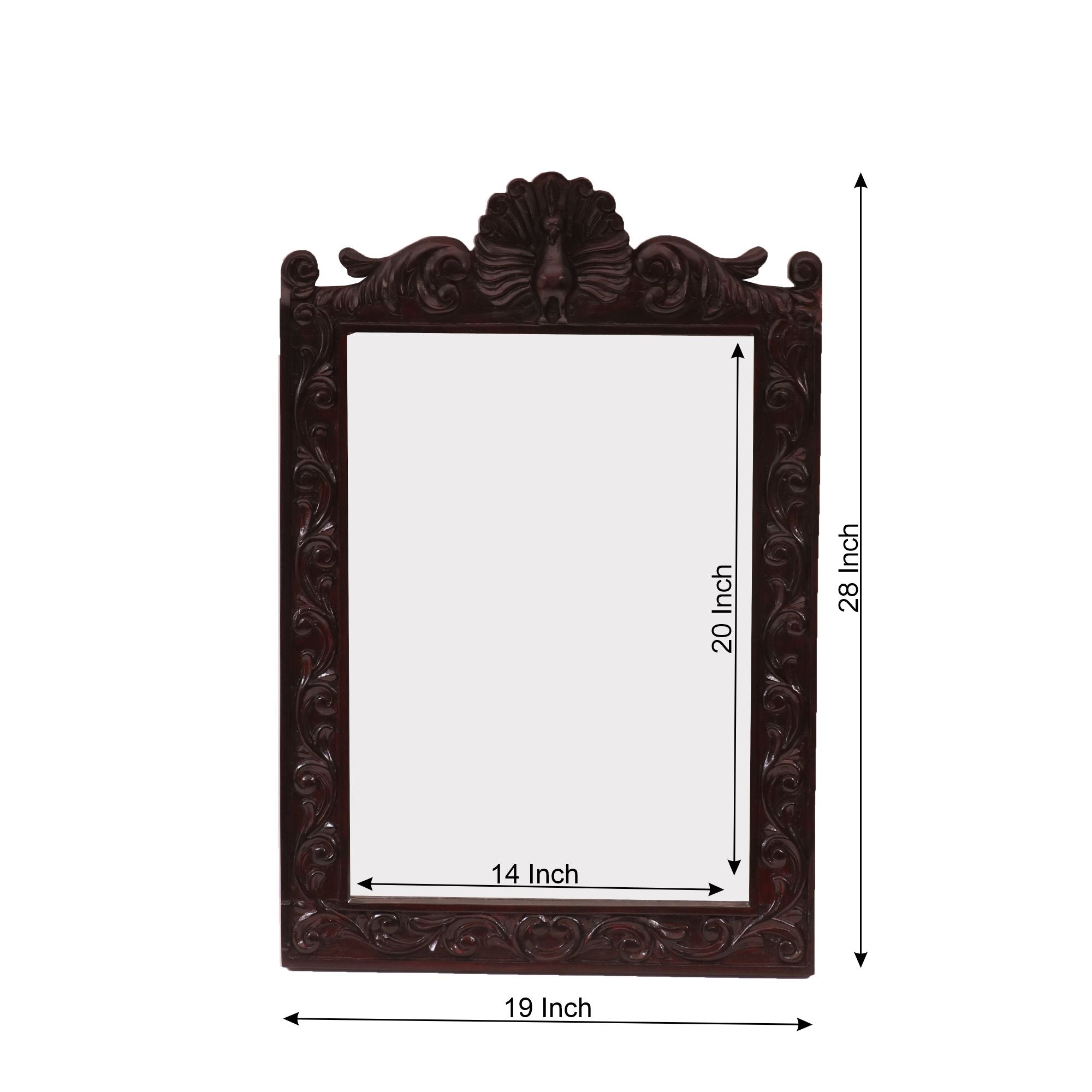 Peacock Carved Wooden Mirror Mirror