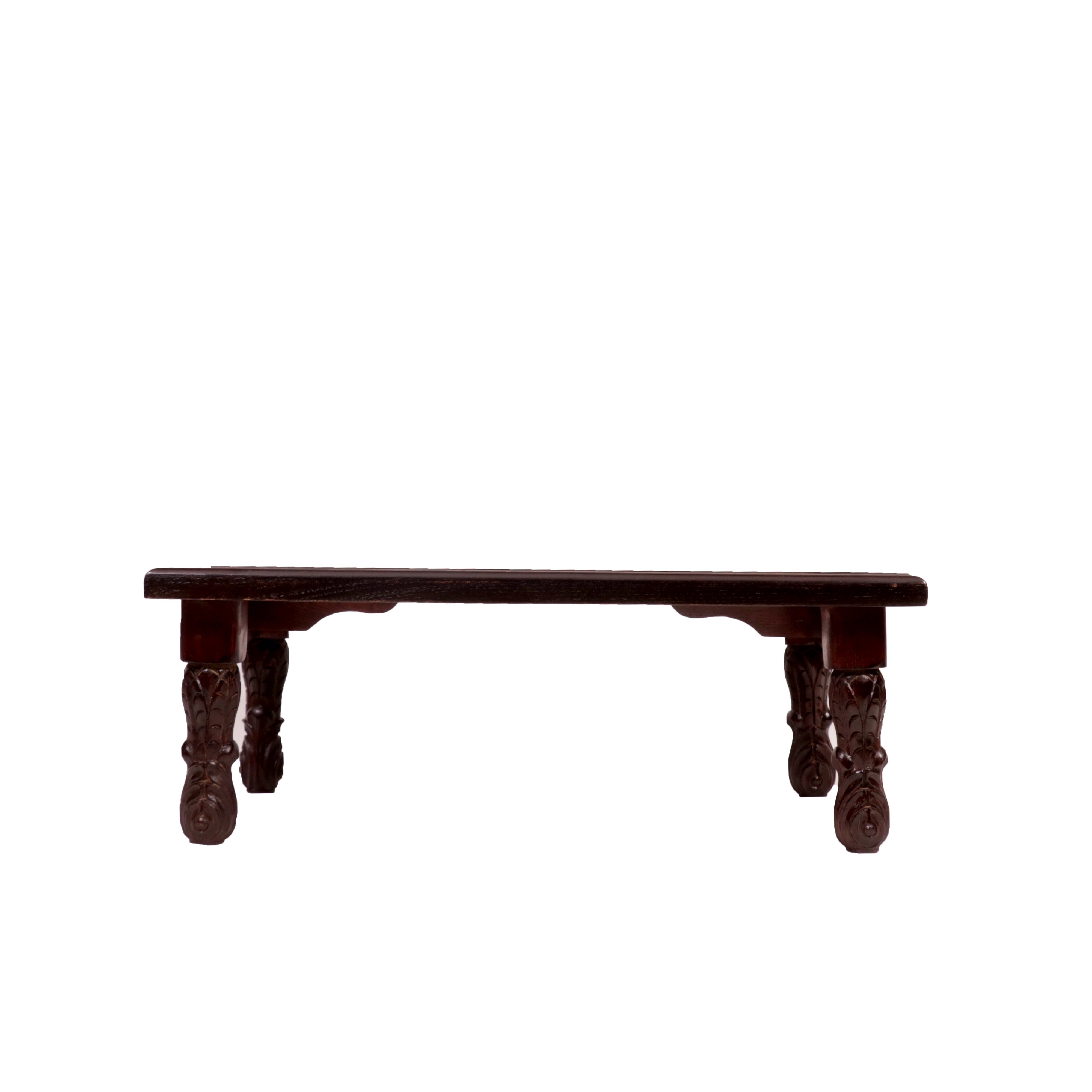 Dark Tone Carved Legs Wooden Folding Table Bajot