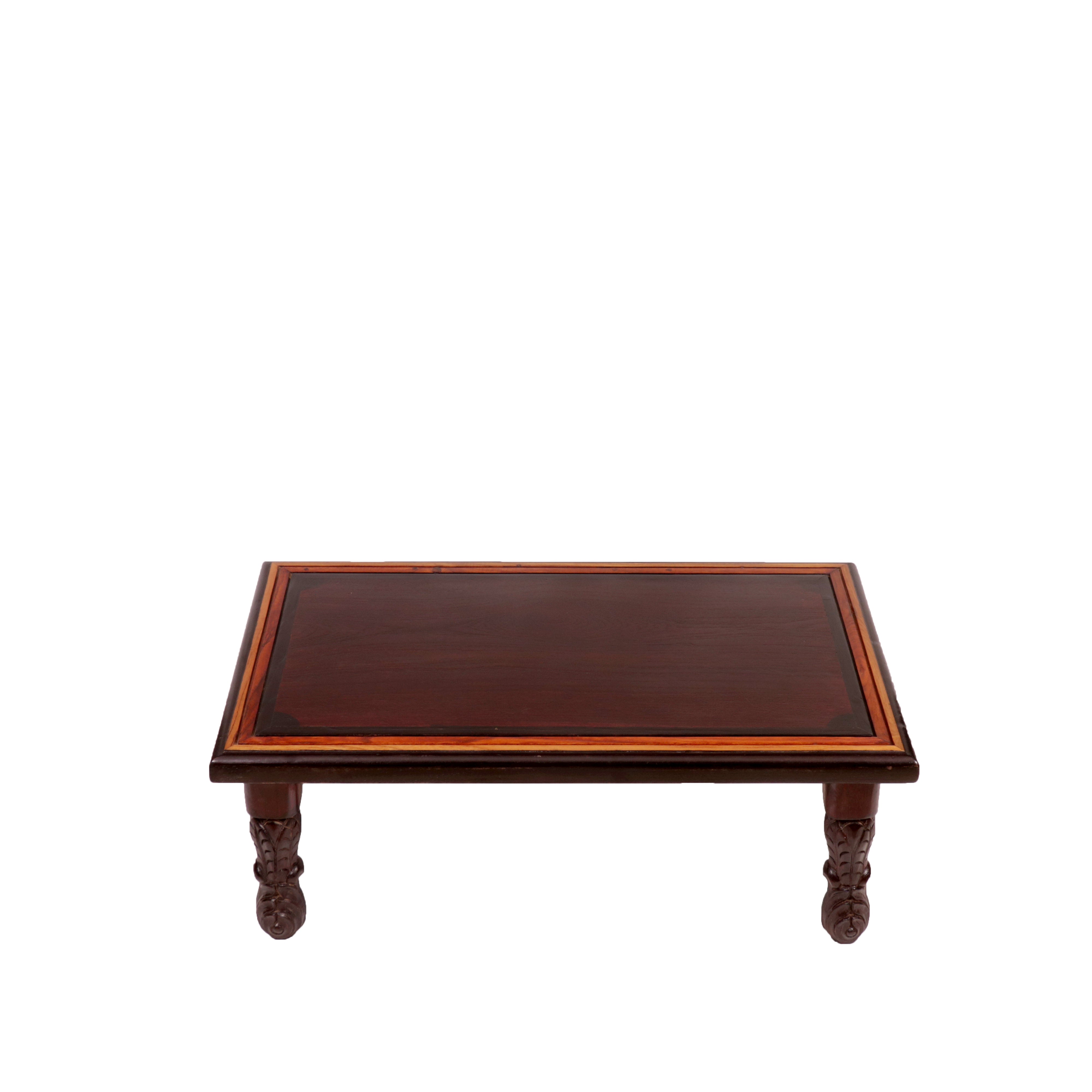 Dark Tone Carved Legs Wooden Folding Table Bajot