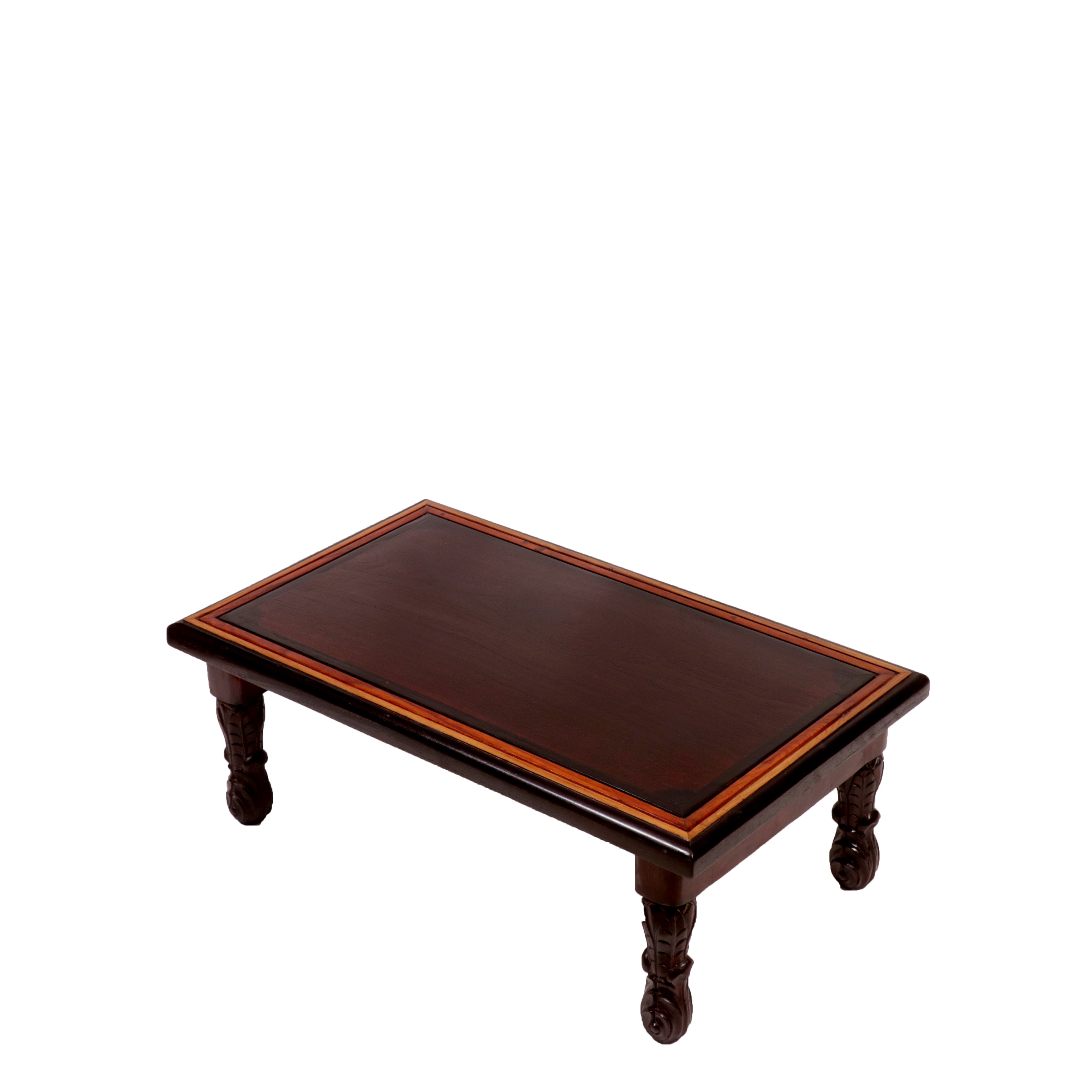 Dark Tone Carved Legs Wooden Folding Table Bajot