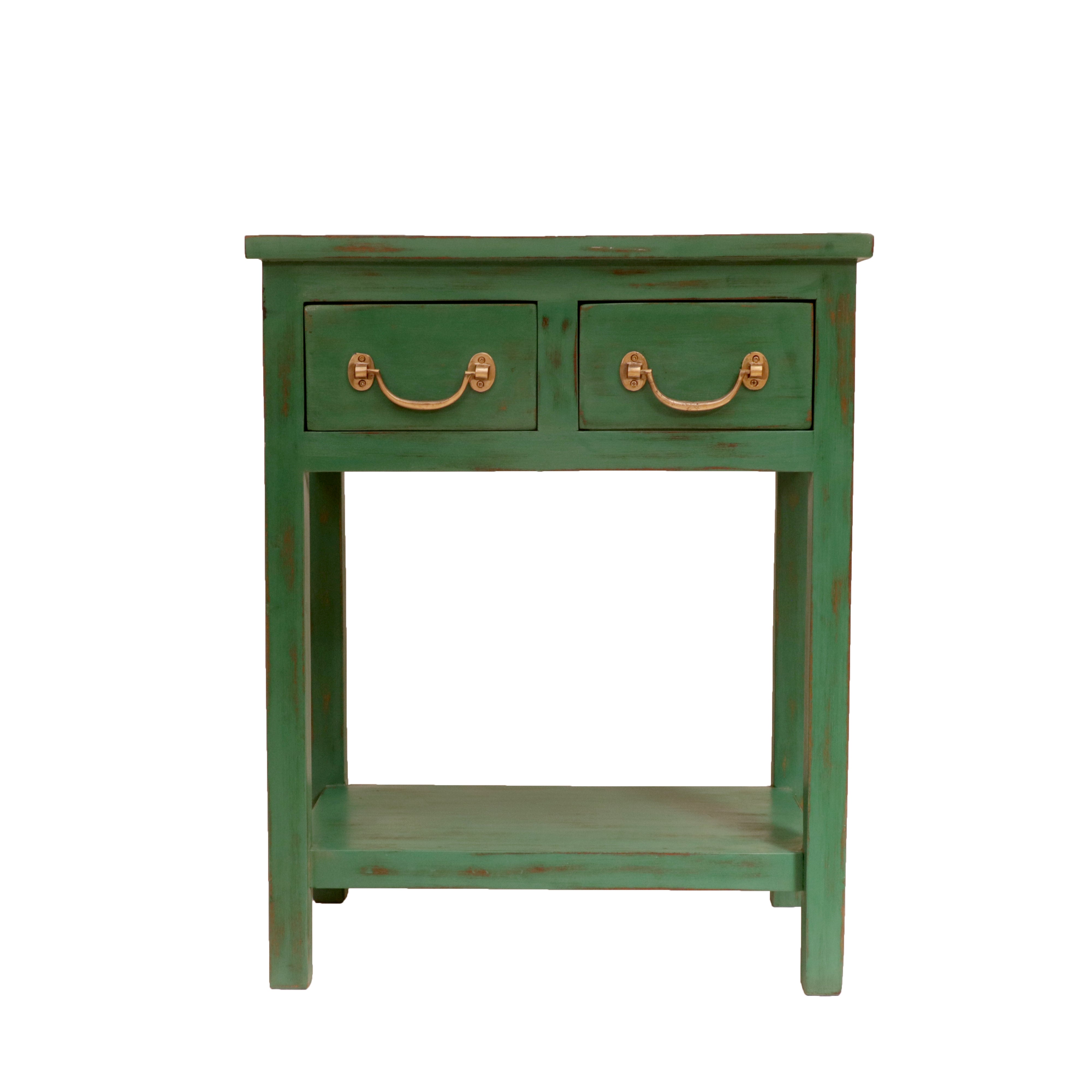 Playful Green Distressed Table End Table