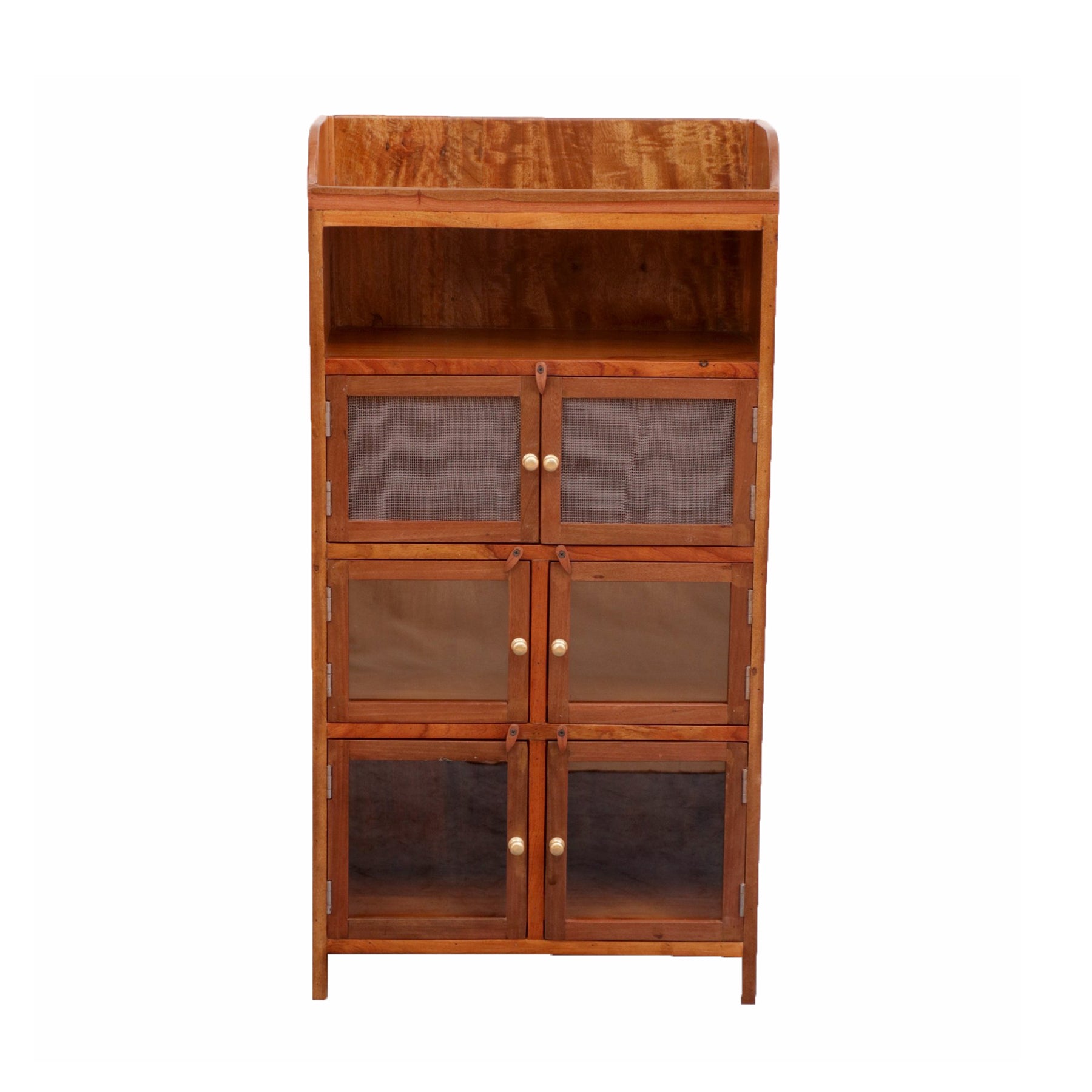 3 Section (2 Wire mesh + 1 Glass) Compact Sideboard ( Teak l Wood ) Cupboard