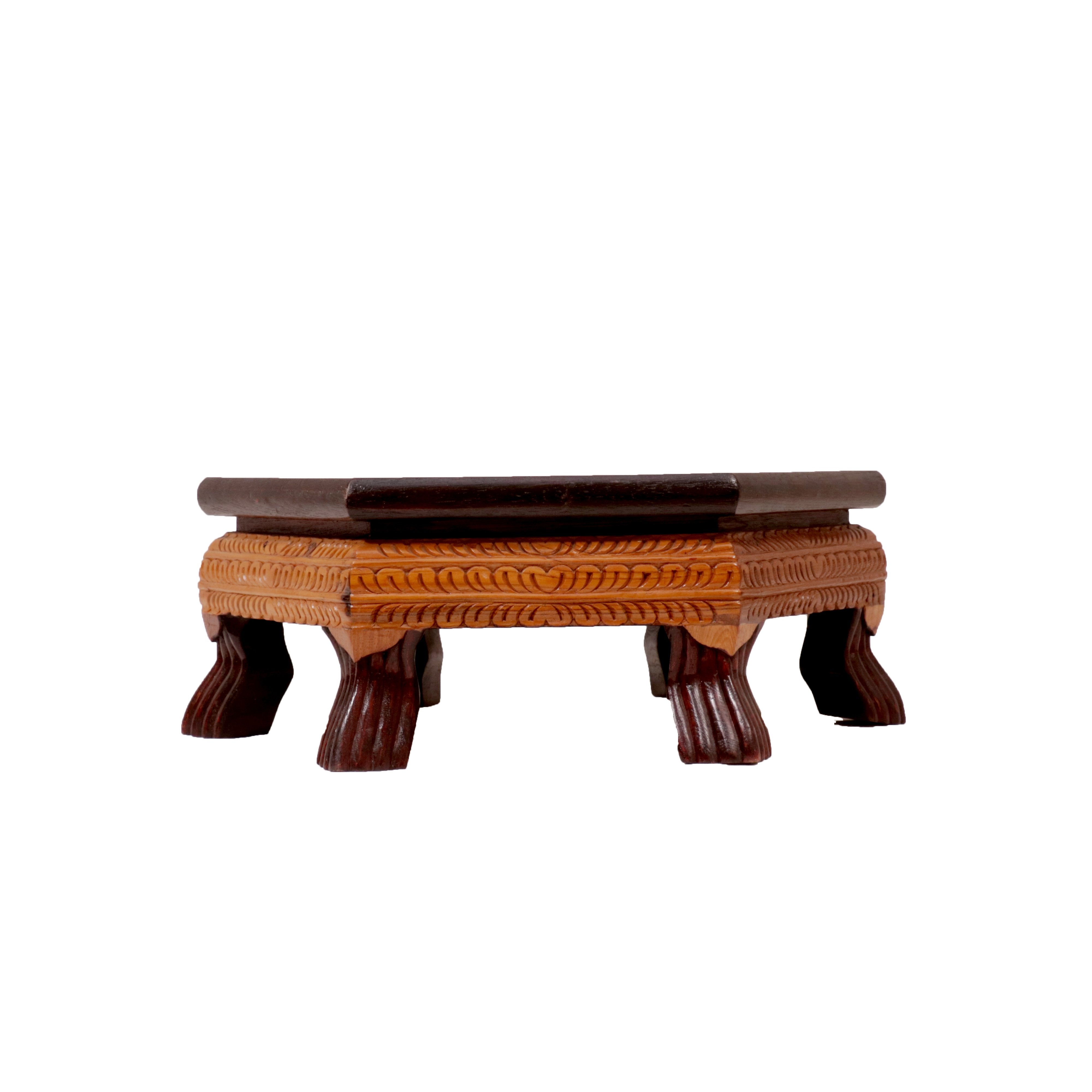 Intricate Leaf dual Tone Hexagonal TEAK Wood Bajot Bajot