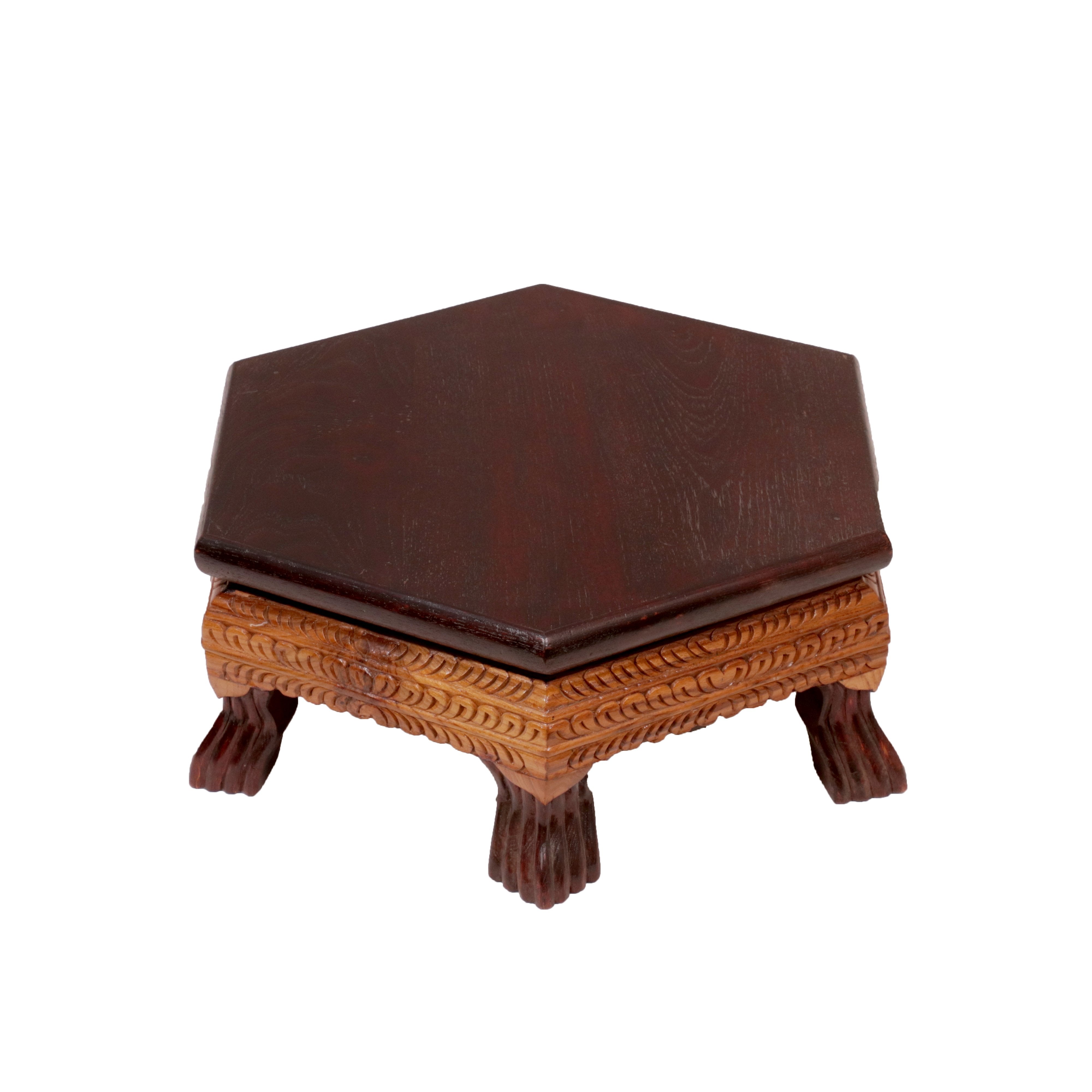 Intricate Leaf dual Tone Hexagonal TEAK Wood Bajot Bajot