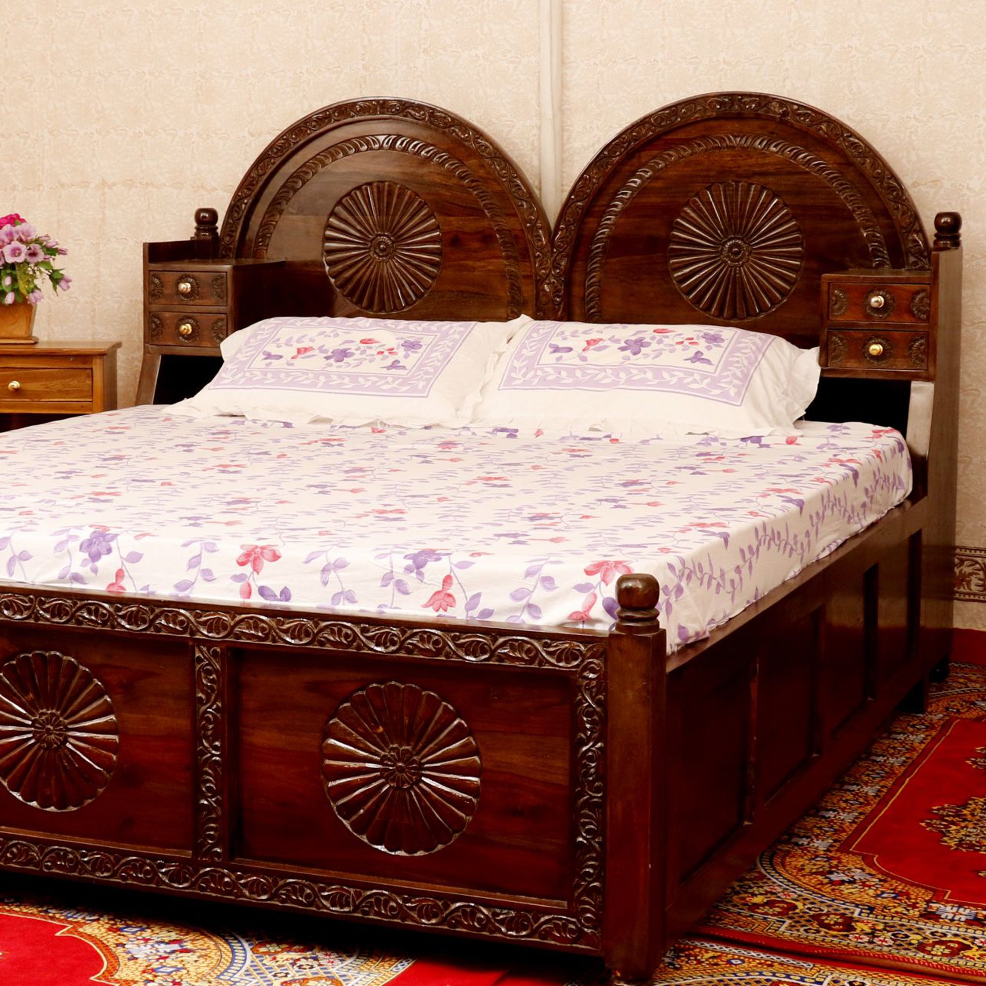 Traditional Rajasthani concept Antique-Finish Bed With storage box Bed