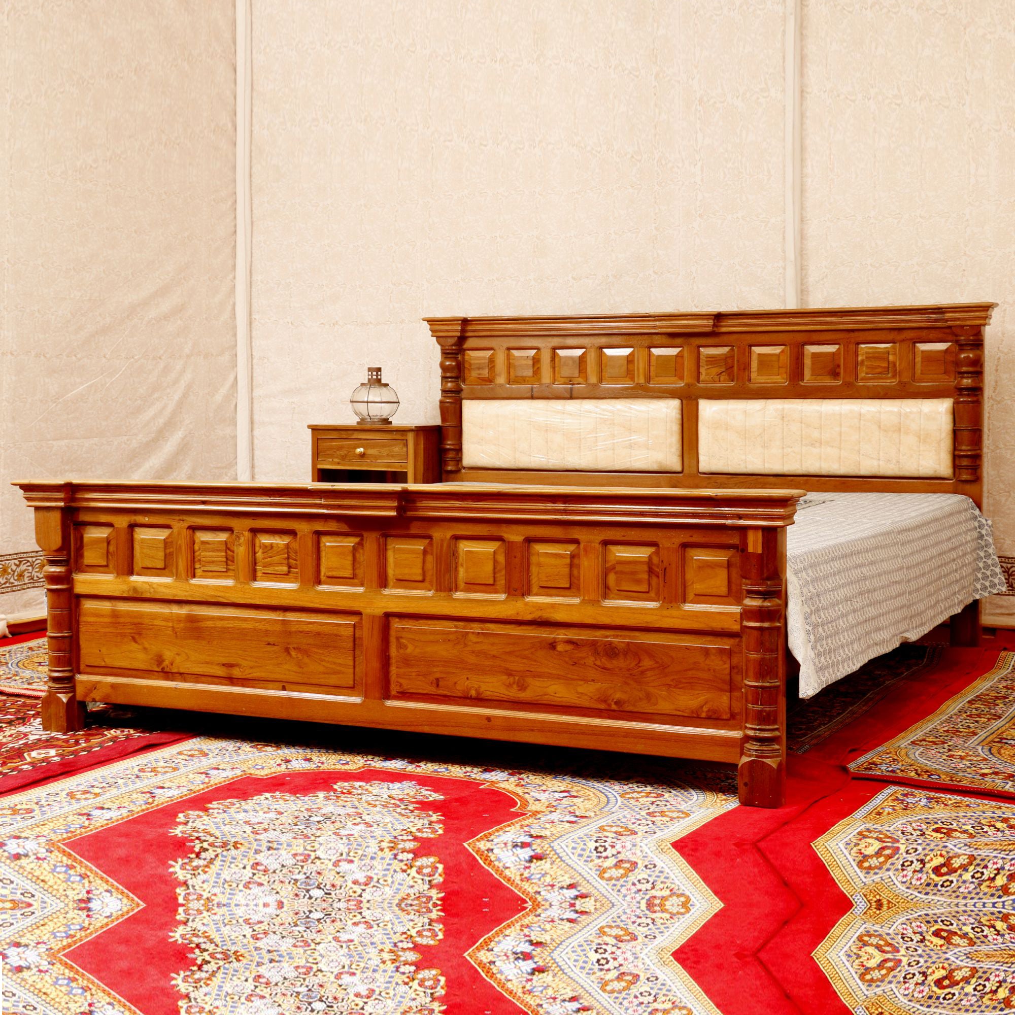 Solid Wood Bed in Light Brown Finish (Teak wood) Bed