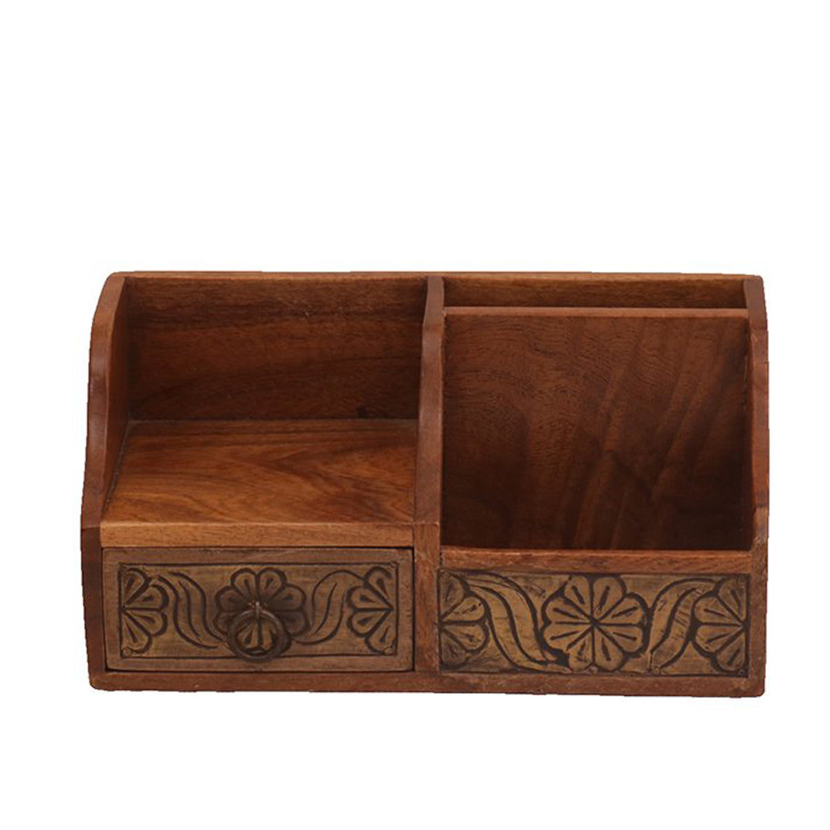 Dark Brown Multiple Desk Organizer with Drawer Desk Organizer