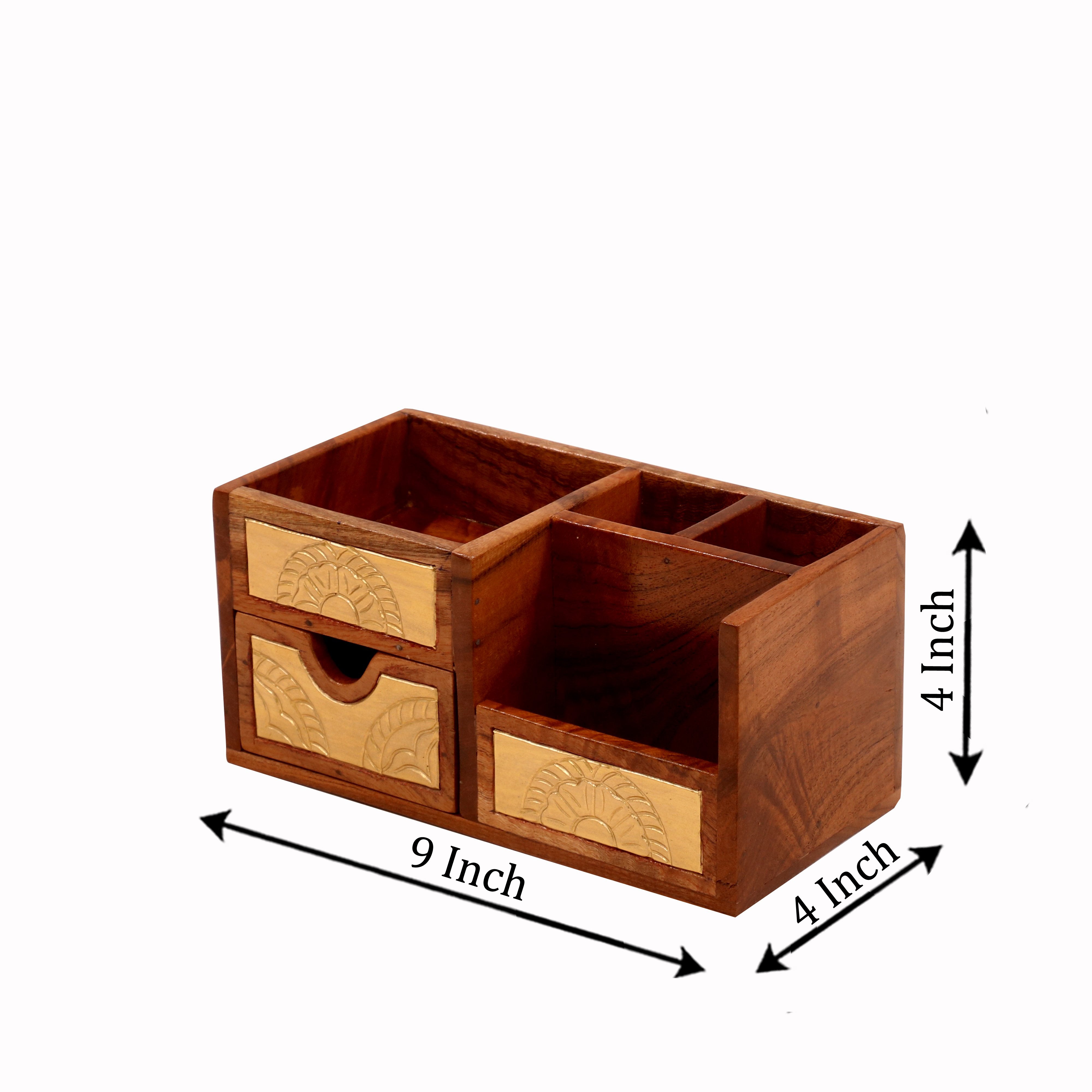 Montage Brass Multiple Slot Handmade Wooden Desk Organizer Desk Organizer