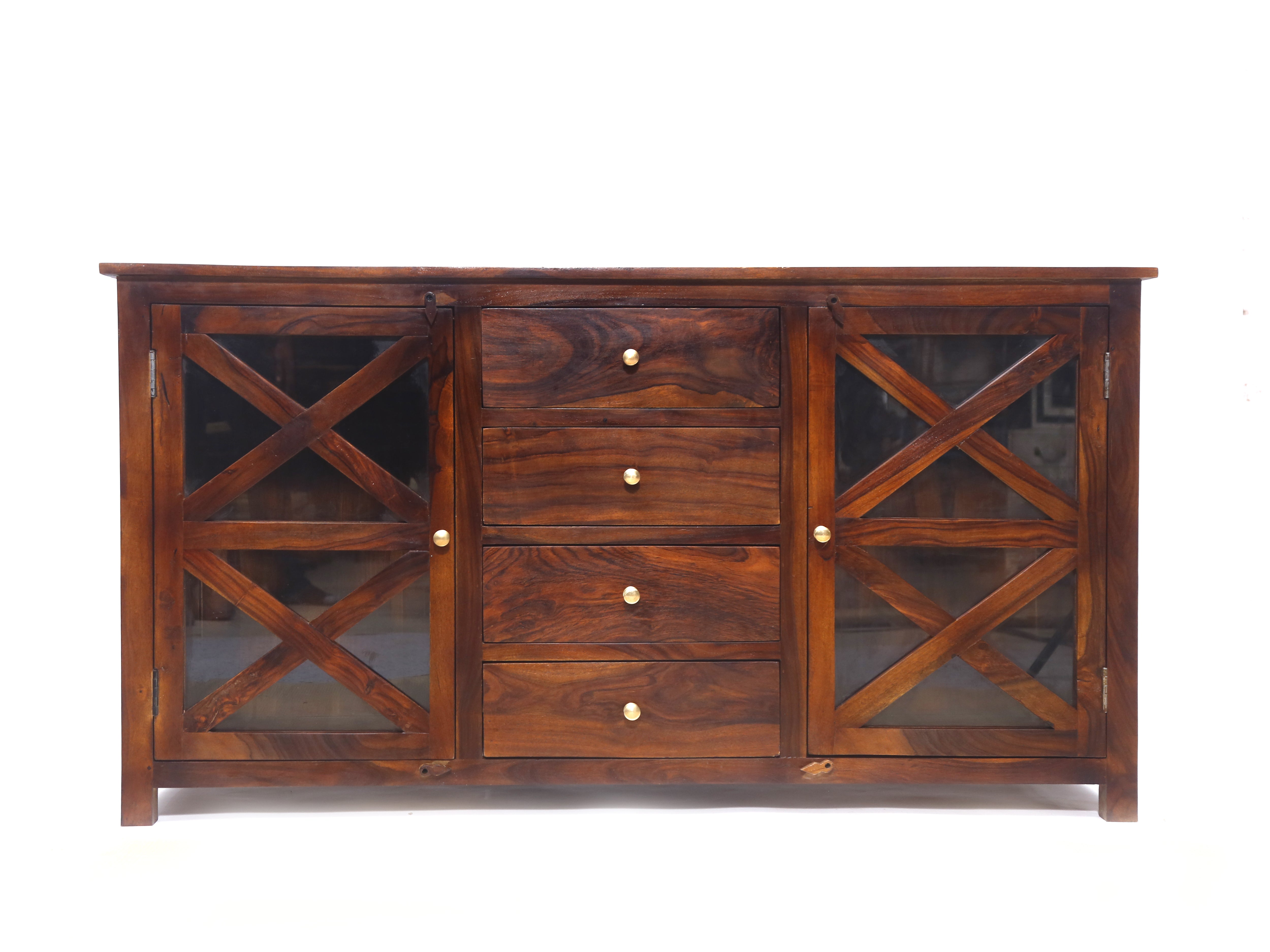 Wooden 2-door-4 drawer cupboard Cupboard