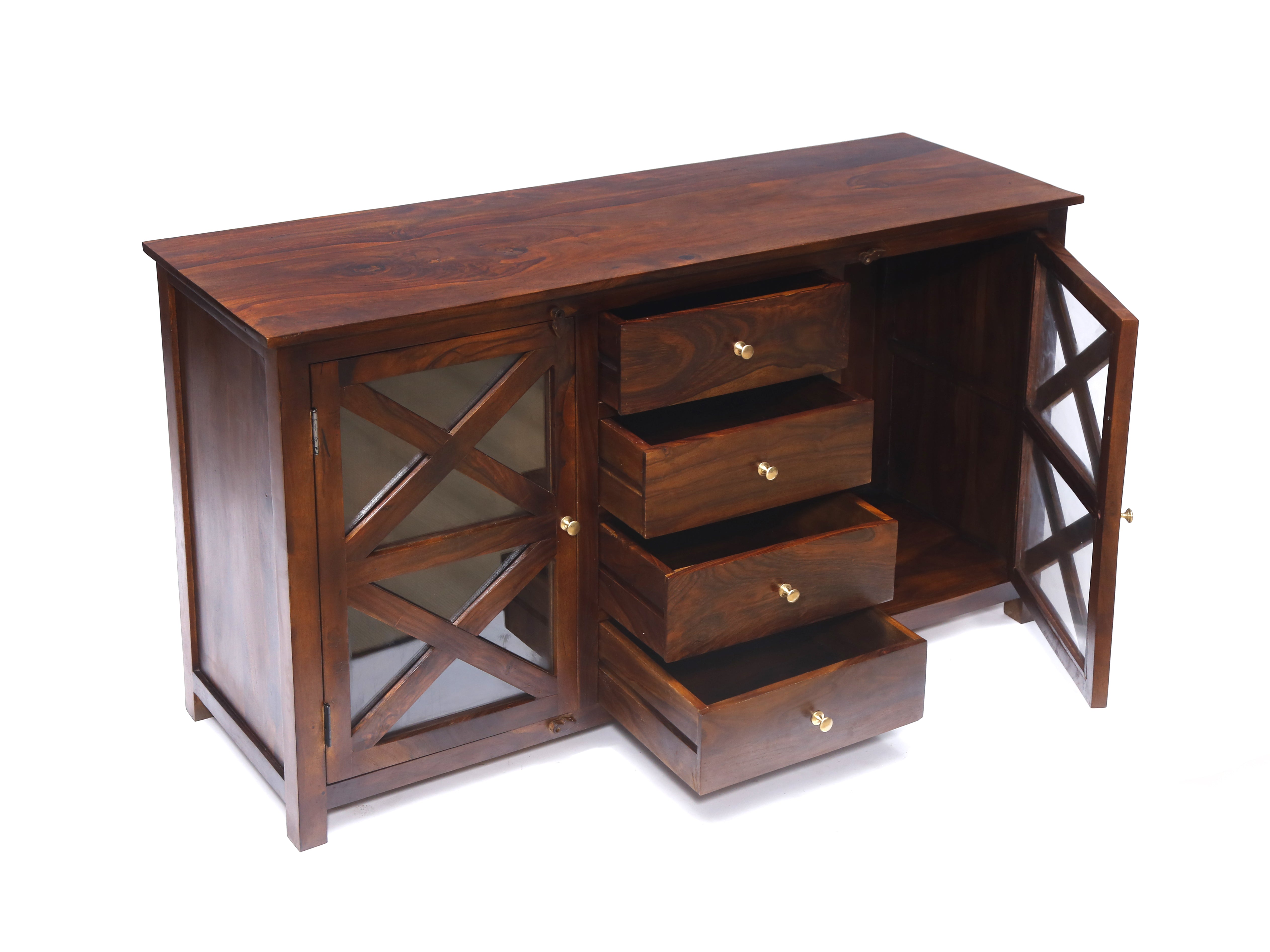 Wooden 2-door-4 drawer cupboard Cupboard