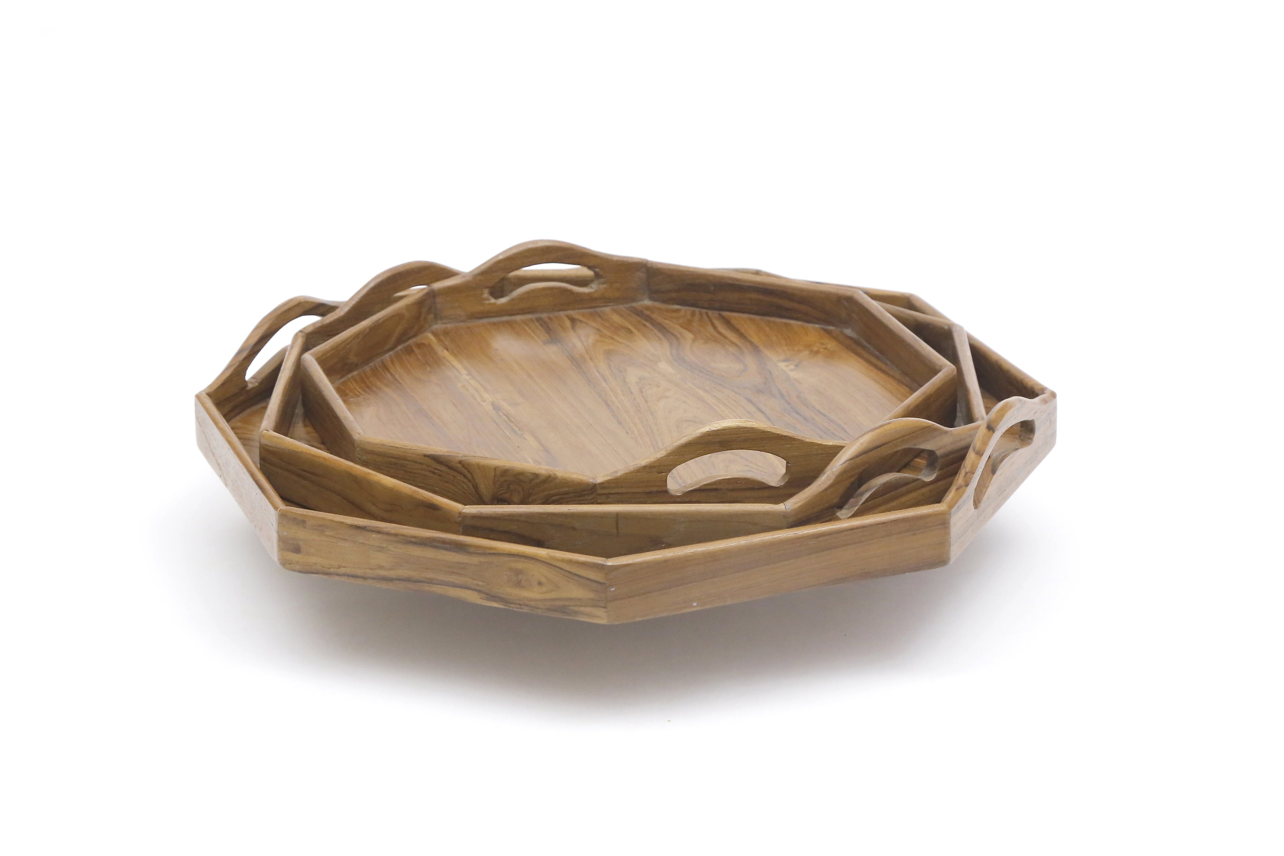 Hexagon Solid Wood Tray Set Tray