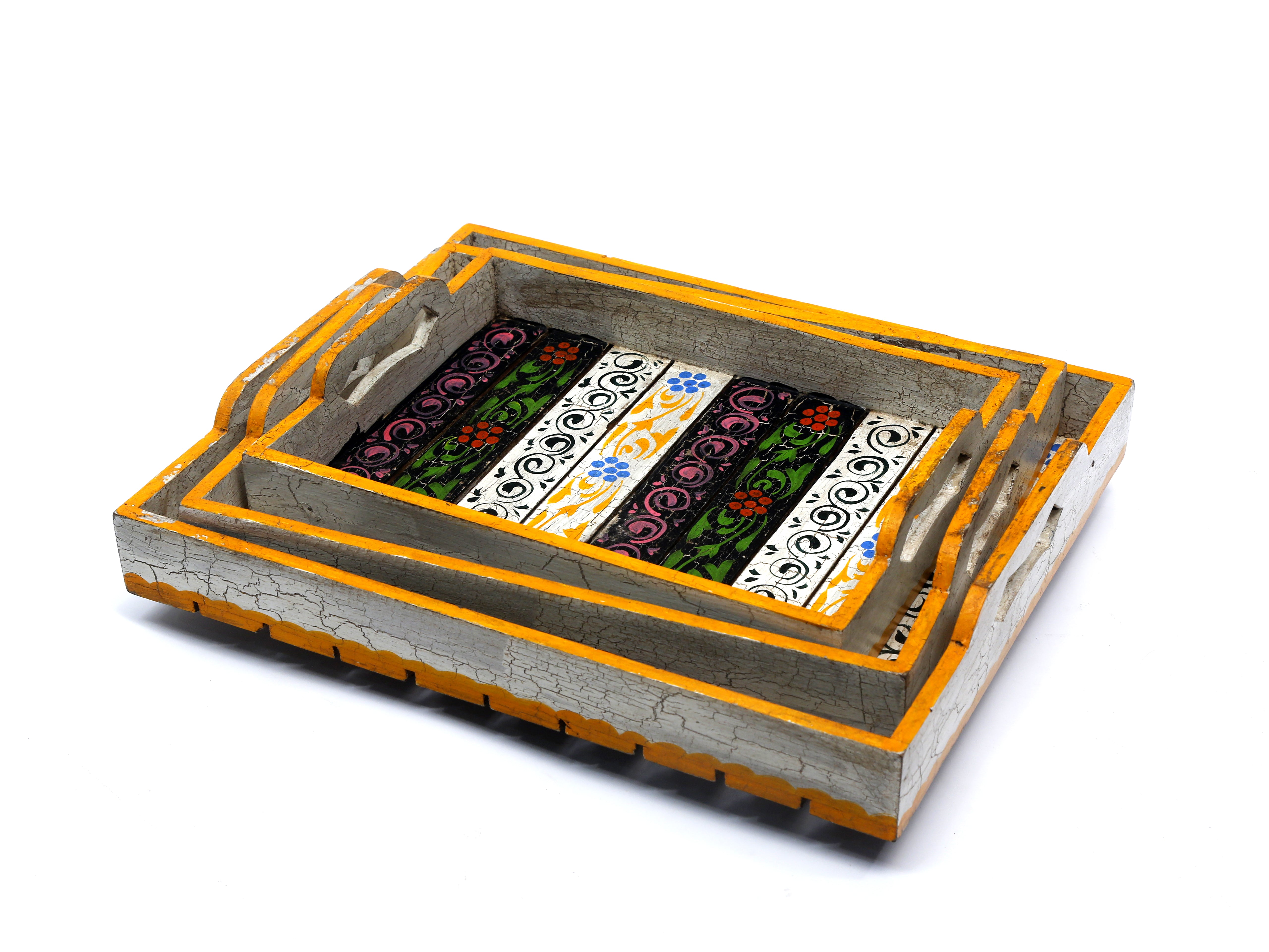 Distressed Painted Tray Set Tray