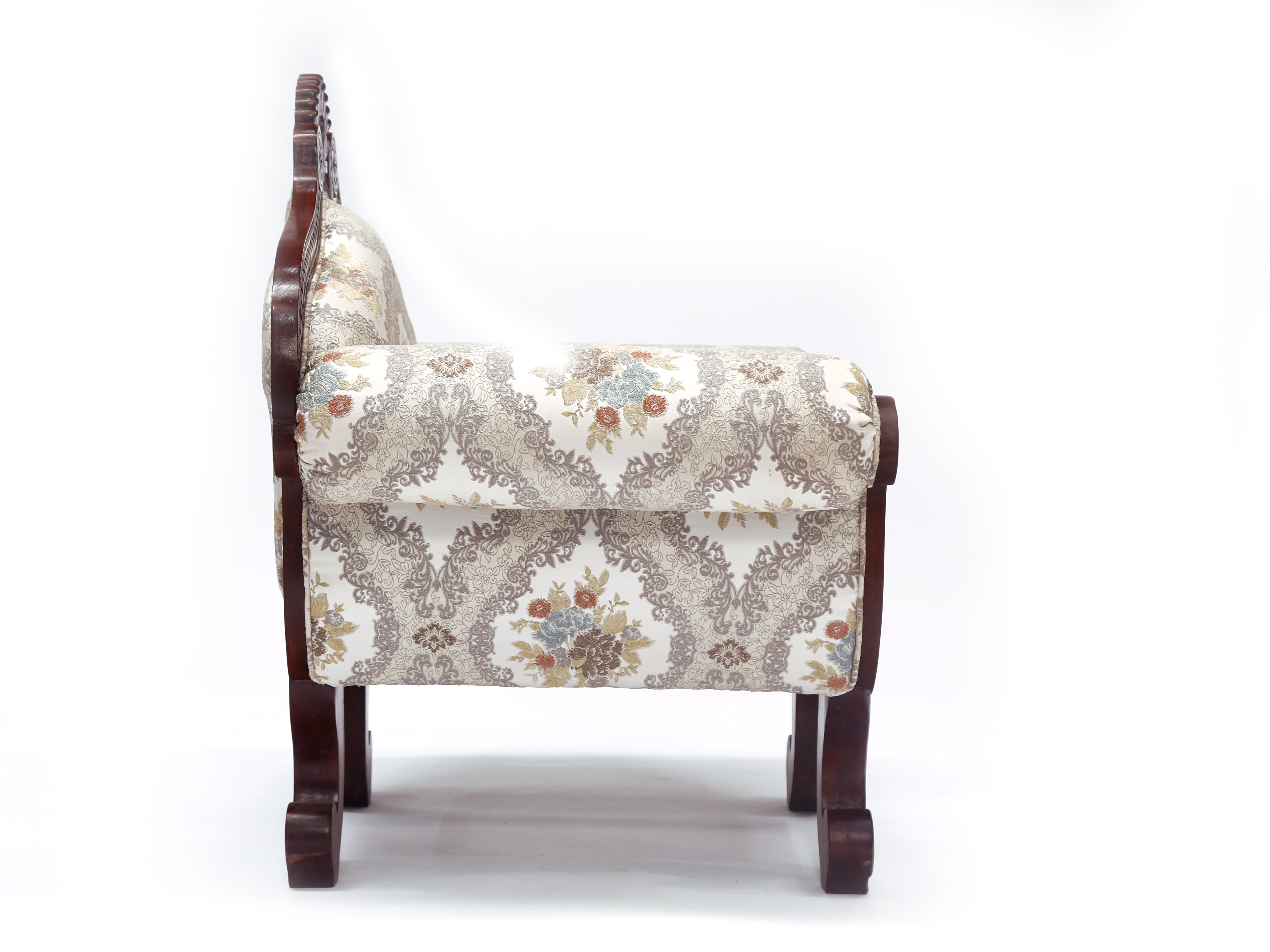 Solid Teak Intricate Carved Single Seater Sofa Default Title Sofa