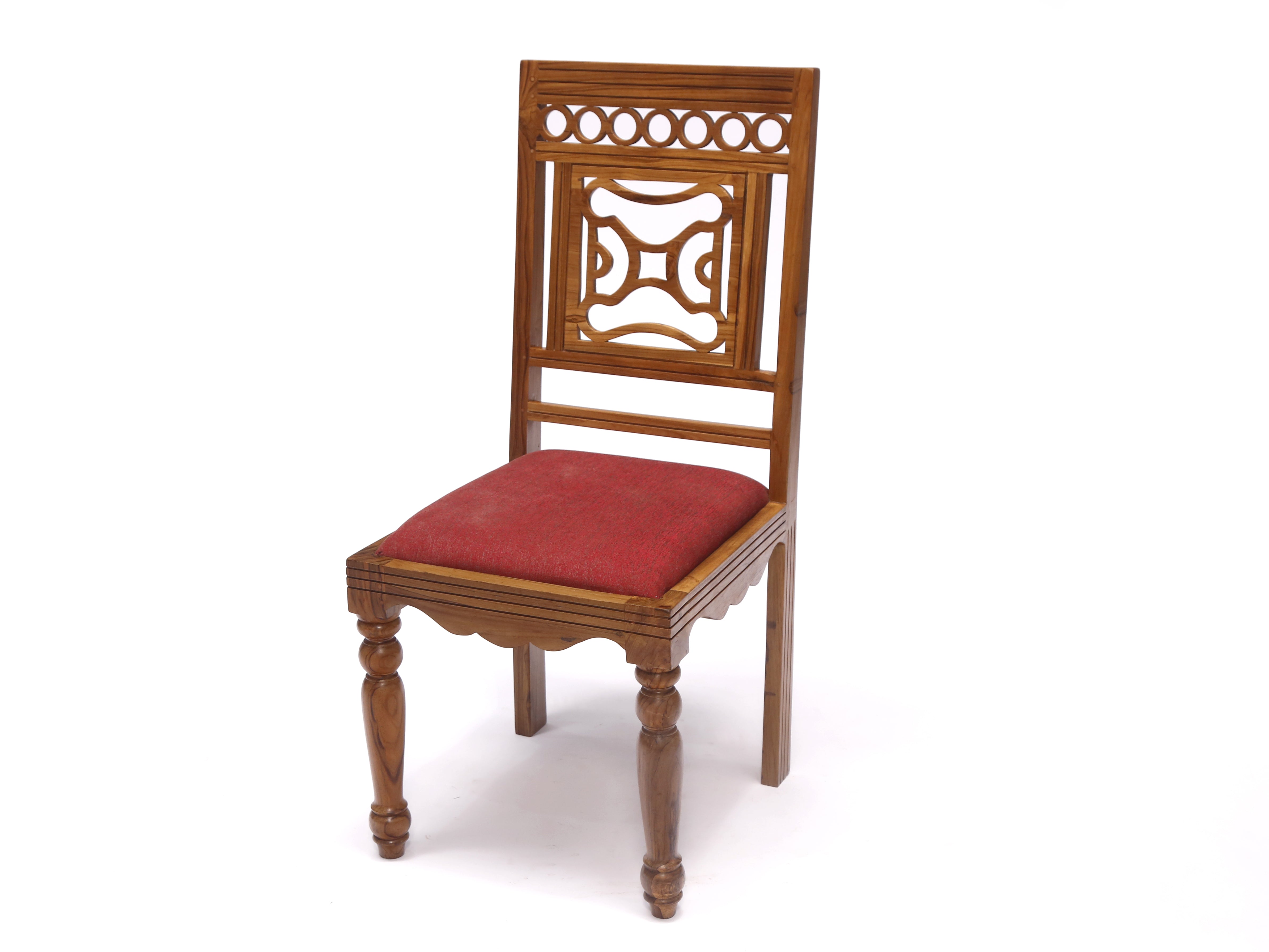 (Set of 2) Teak Wood Traditional Dinning office all purpose Chair red color Dining Chair