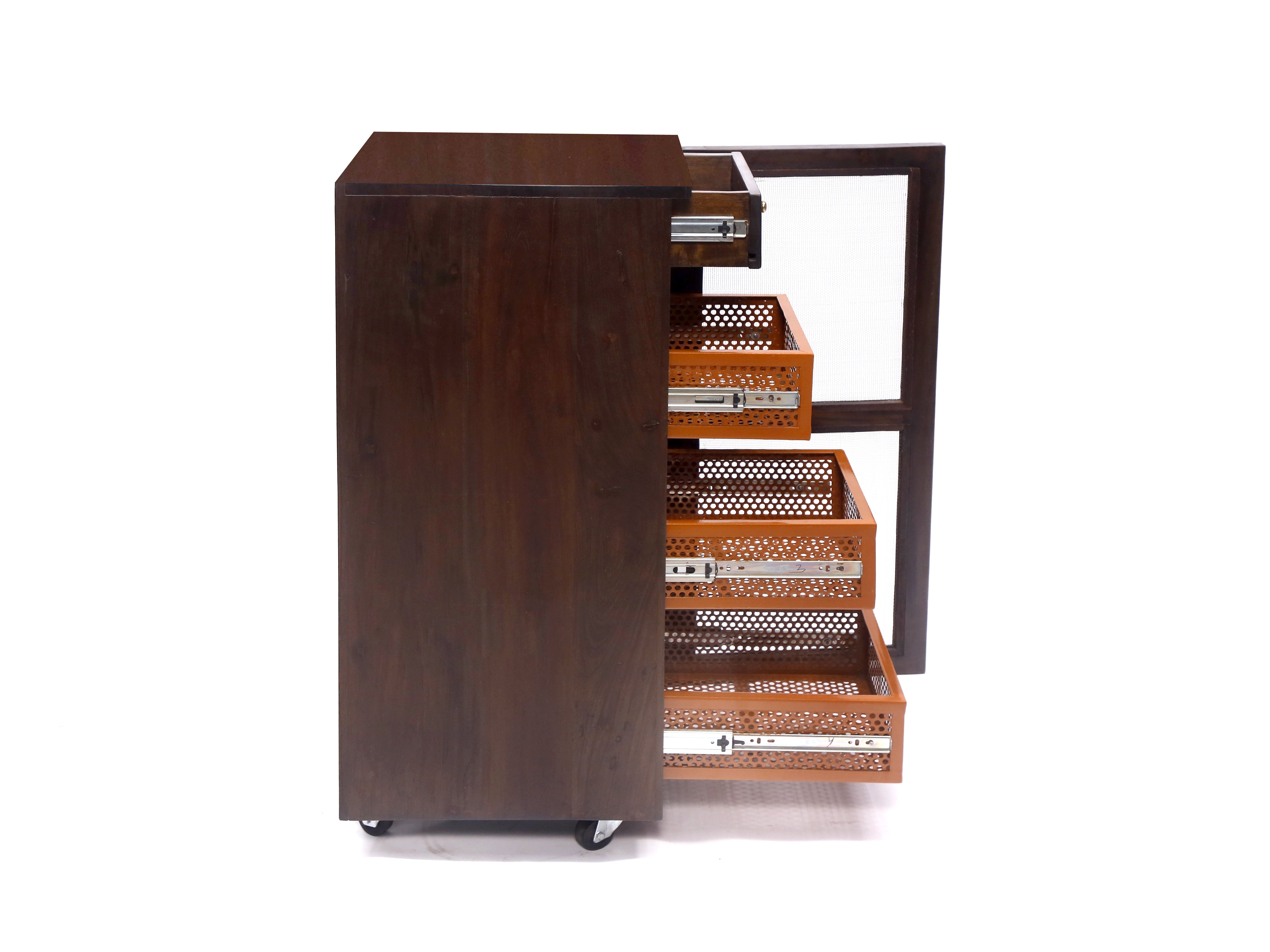 Single Tower Vegetable Basket Trolley Fruit & Vegetable Cabinet