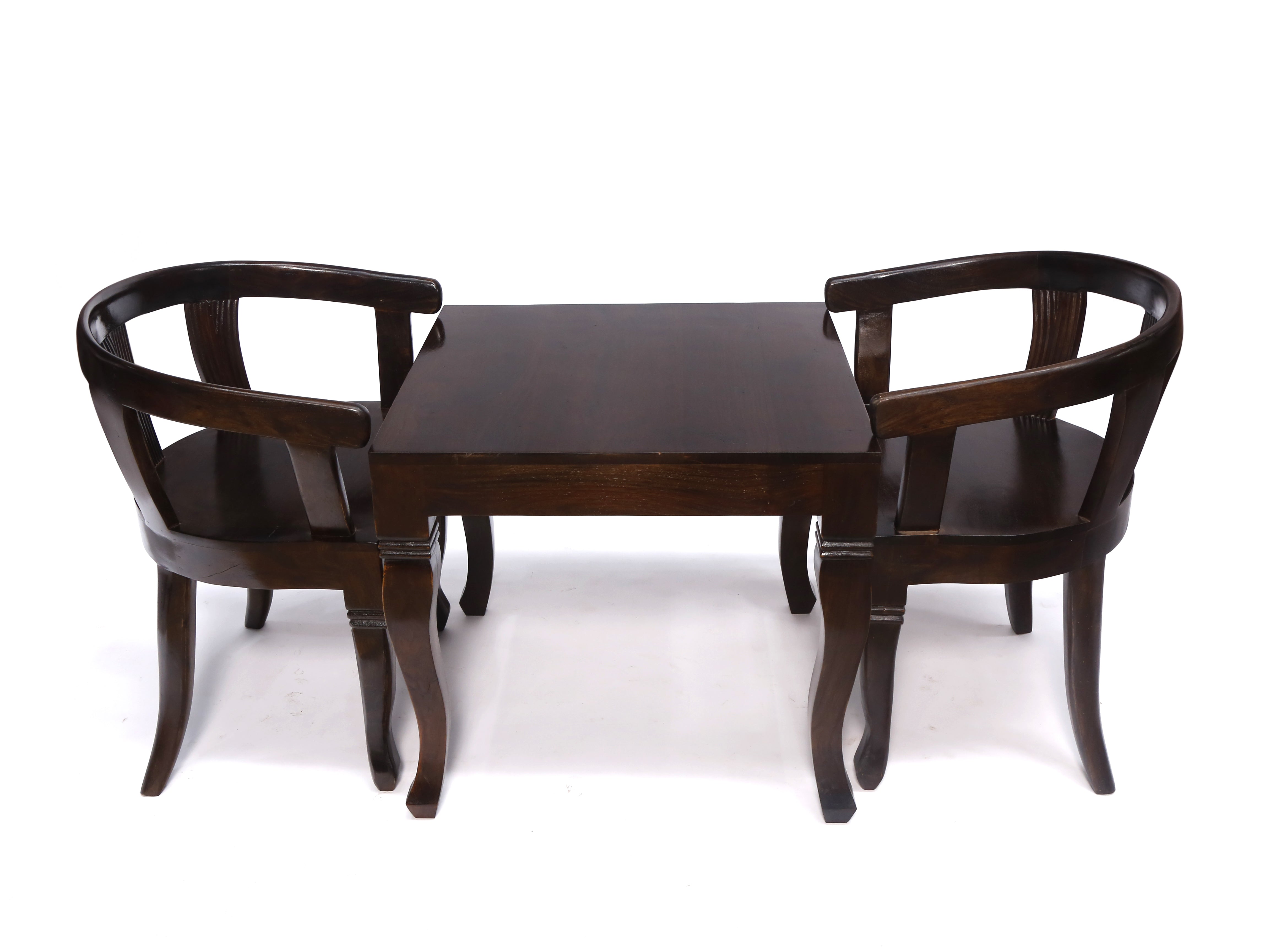 Wooden Curved Leg Tea Table Set Dining Set