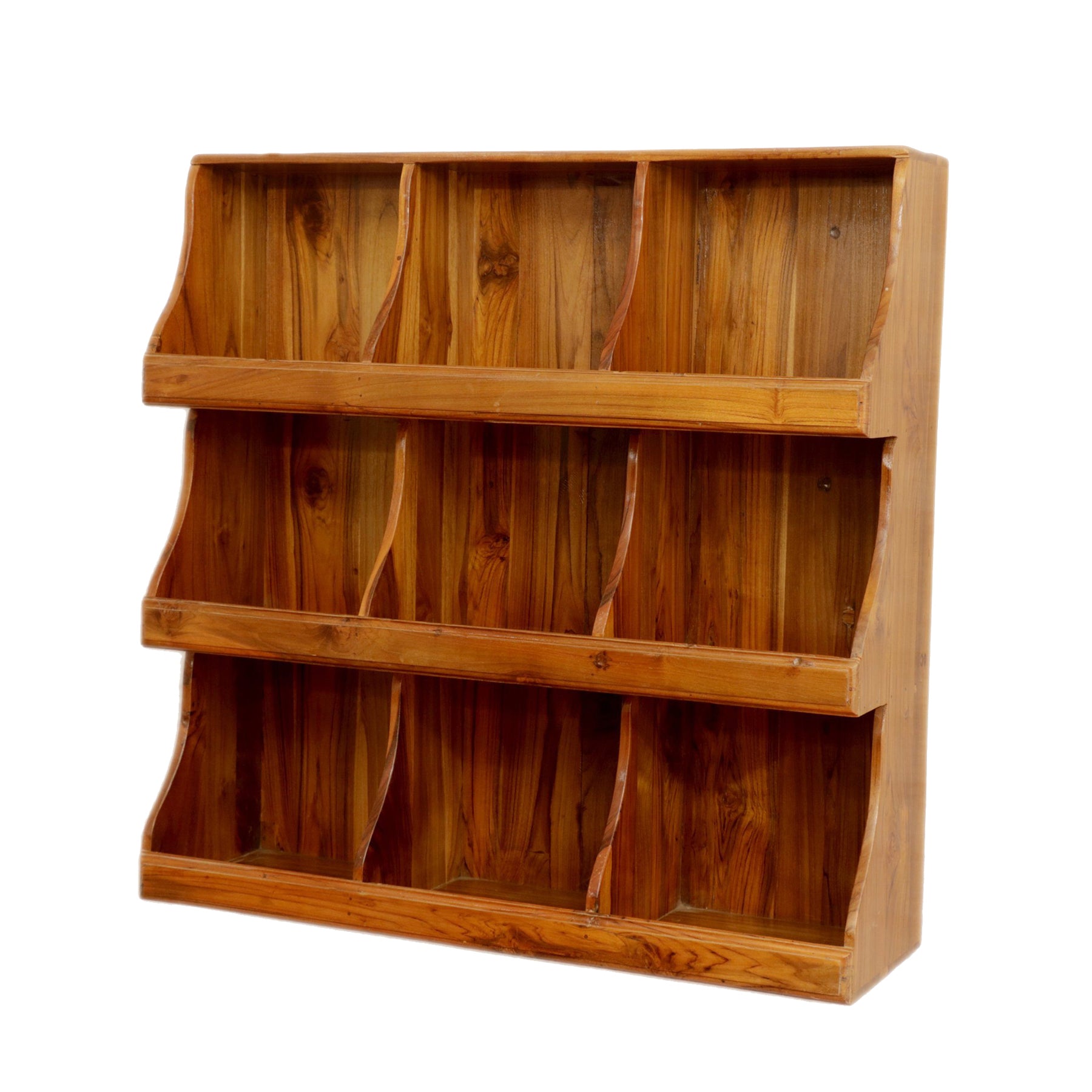 Wooden Multipurpose 9-Rack Wall Hanging Cabinet Natural Touch Wall Rack