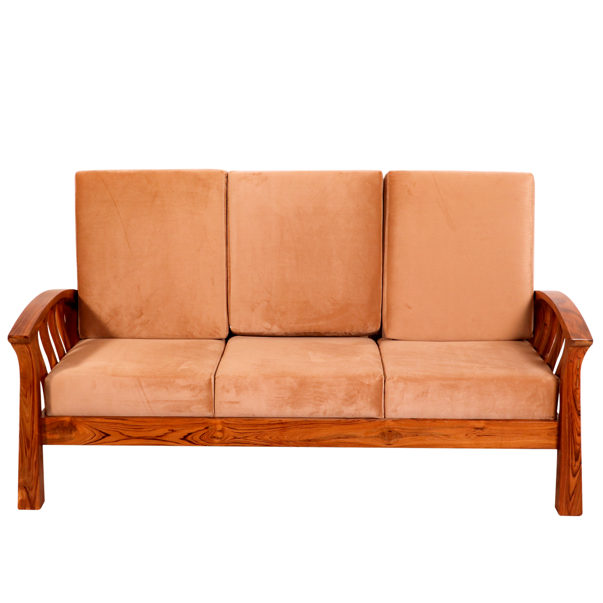Teak wood curved strip design 3+1+1 Seater Sofa Sofa
