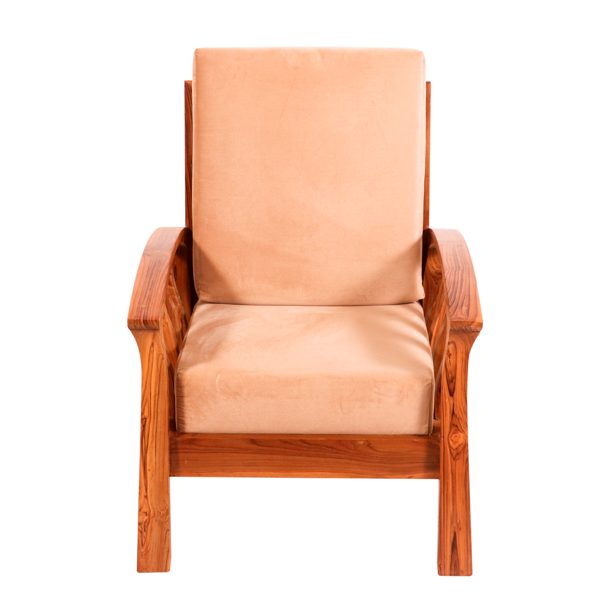 Teak wood curved strip design 1 Seater Sofa Sofa